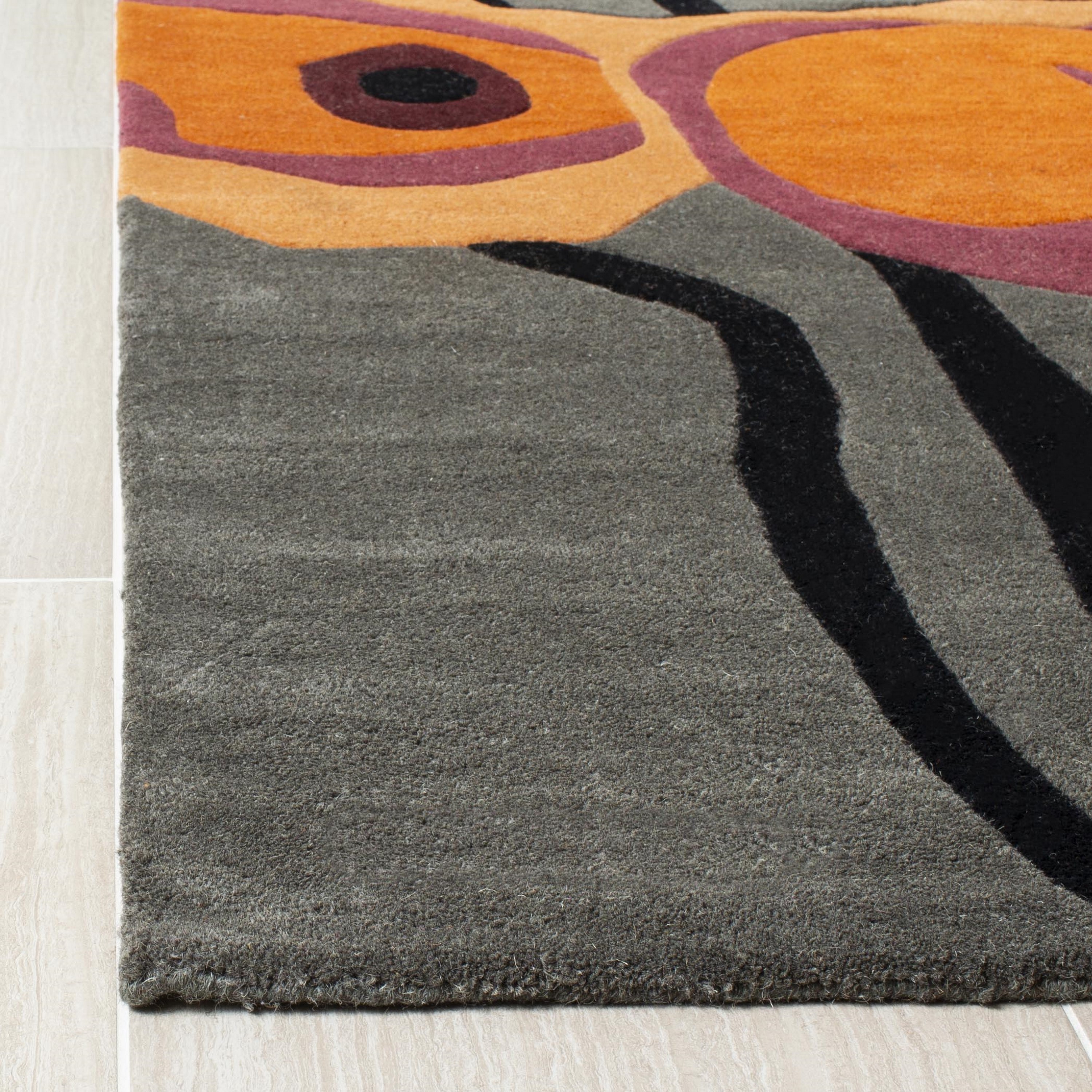 Handmade Tufted Reversible Gray Wool-Viscose 2' x 3' Area Rug