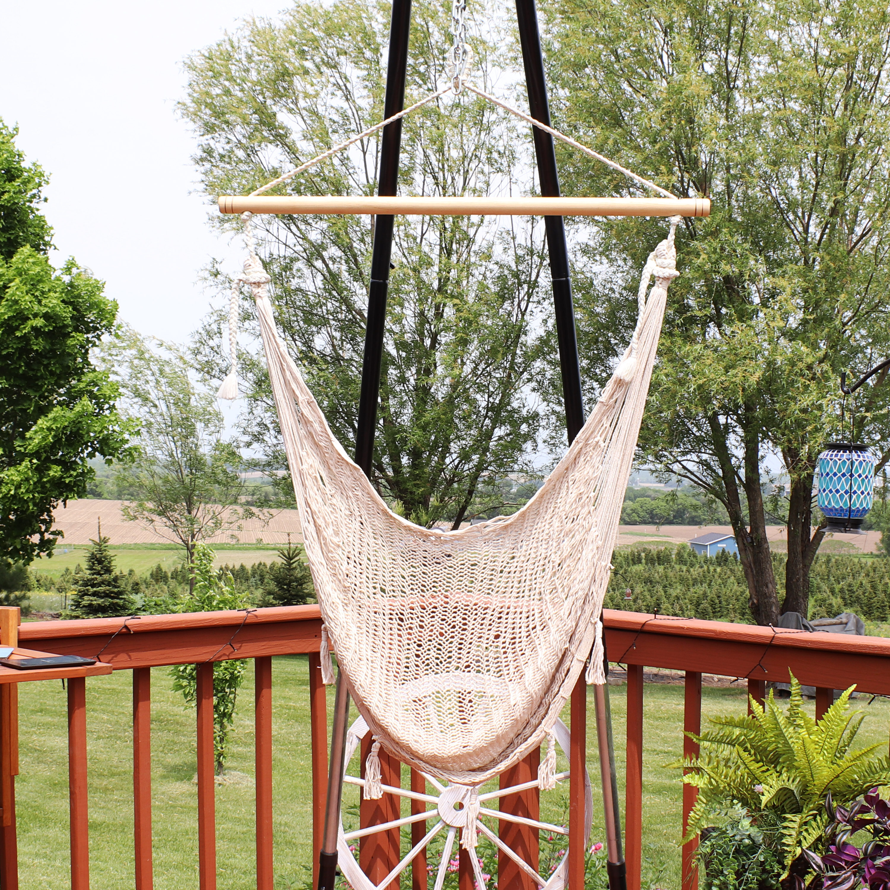 Sunnydaze Decor HMCHAIRXLNAT Sunnydaze Large Mayan Hammock Chair XL Natural Woven Hammock chair