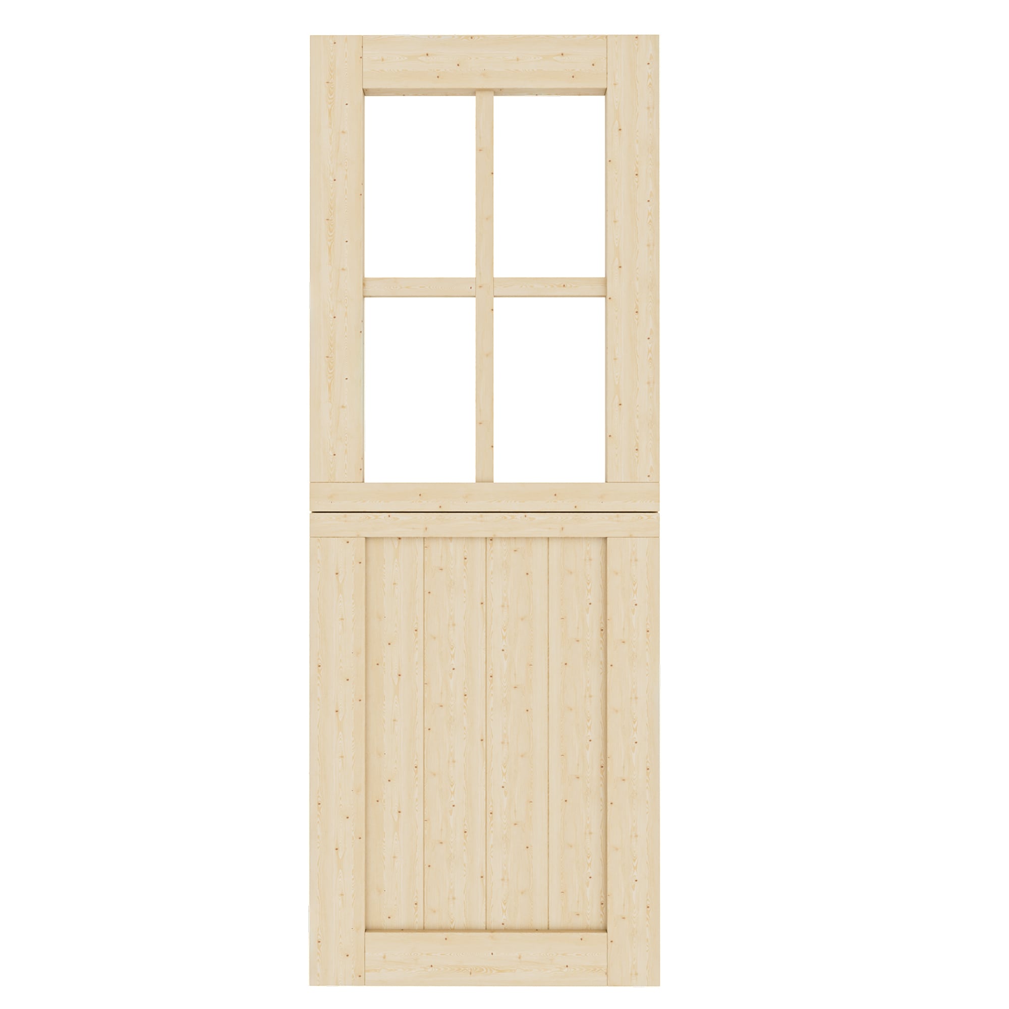 HYALON - 4 Lite Clear Glass Unfinished Pine Wood and Dutch Door Slab 32-in x 80-in