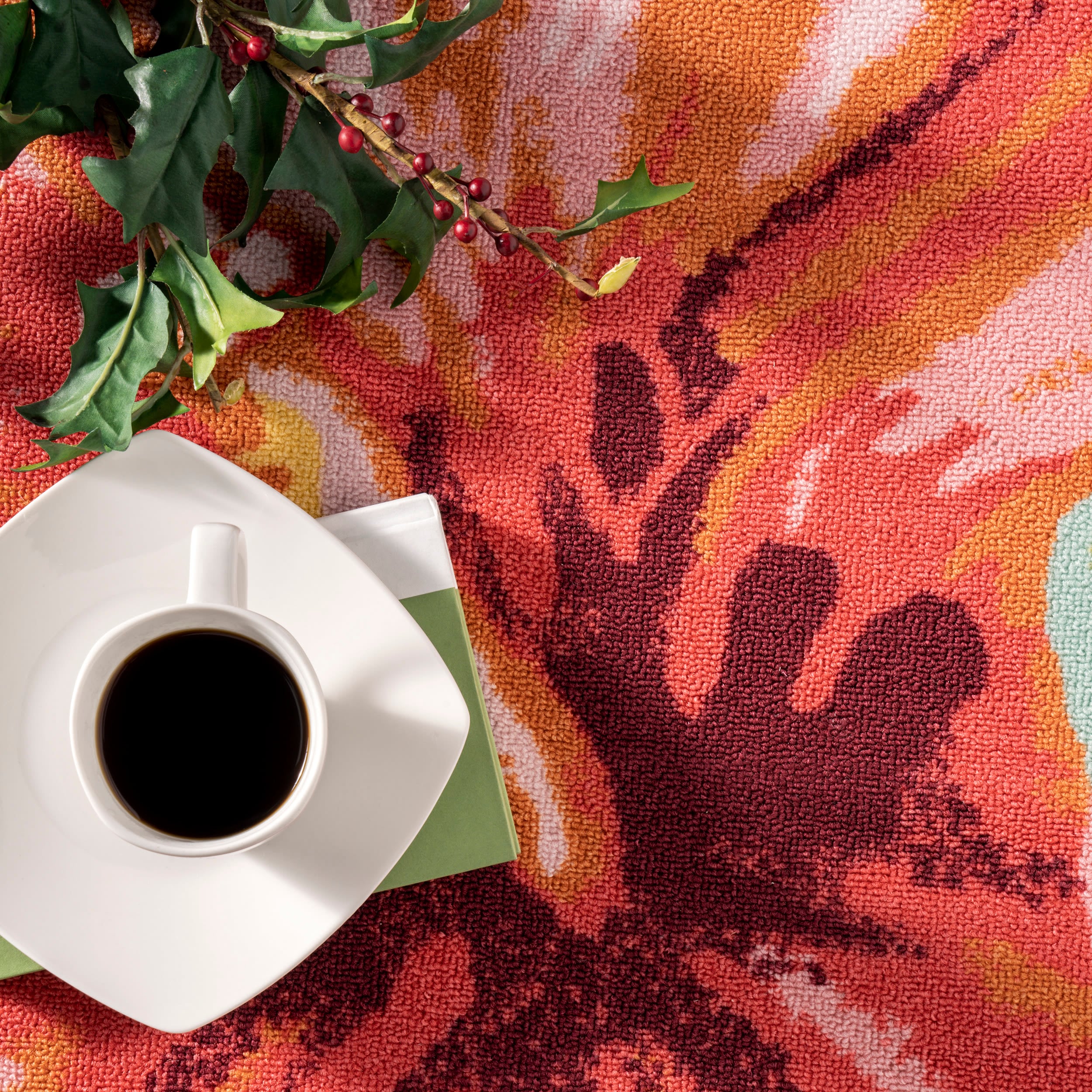 Multicolor Tropical Floral 49" Round Synthetic Indoor/Outdoor Rug