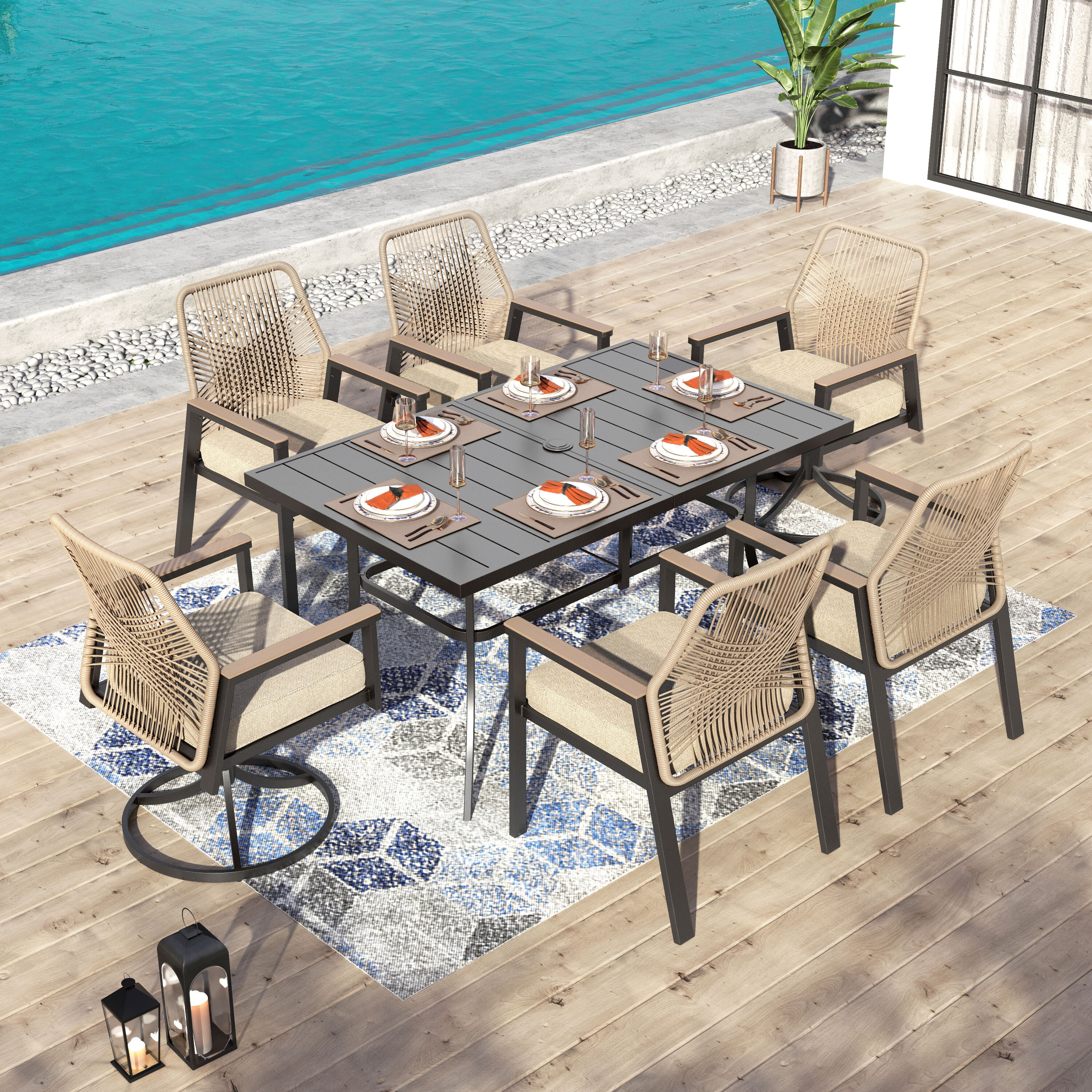 Outdoor Table Sun Valley Piece Dining Set Outdoor Swivel Chair