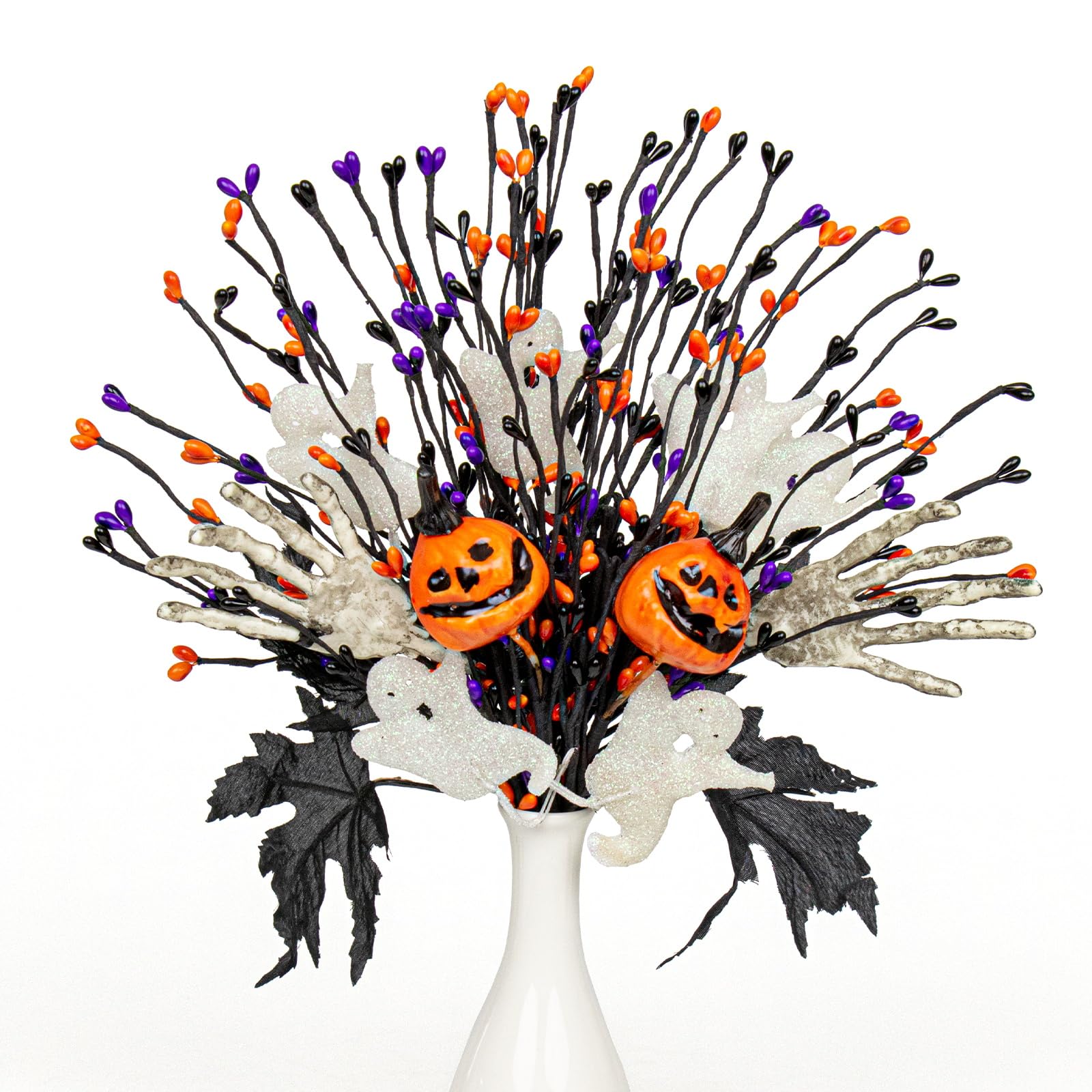 Misopily  Halloween Stems 10 Pack 17 Inch Floral Picks with Pumpkin Skeleton and Ghost for Fall Decor durable home and garden accessory designed