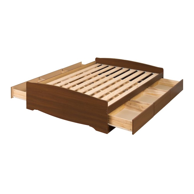 Cherry Queen Platform Bed With Storage, Prepac Mate S Platform Storage Bed With 6 Drawers King Espresso
