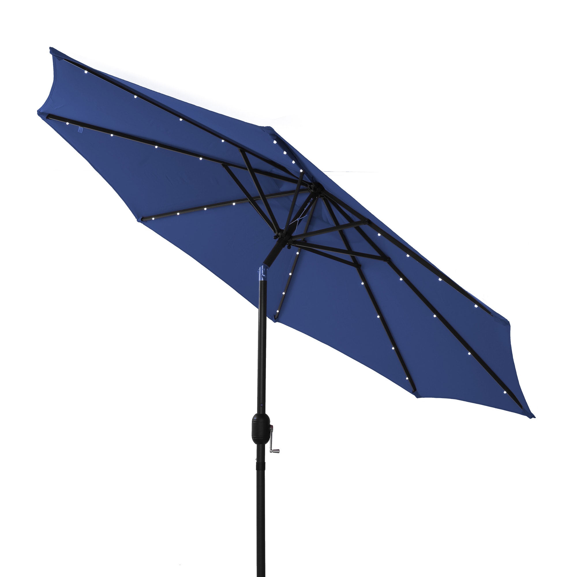 CASAINC CAB-002CREME 9-ft Aluminum Navy Crank Market Patio Umbrella with Lights