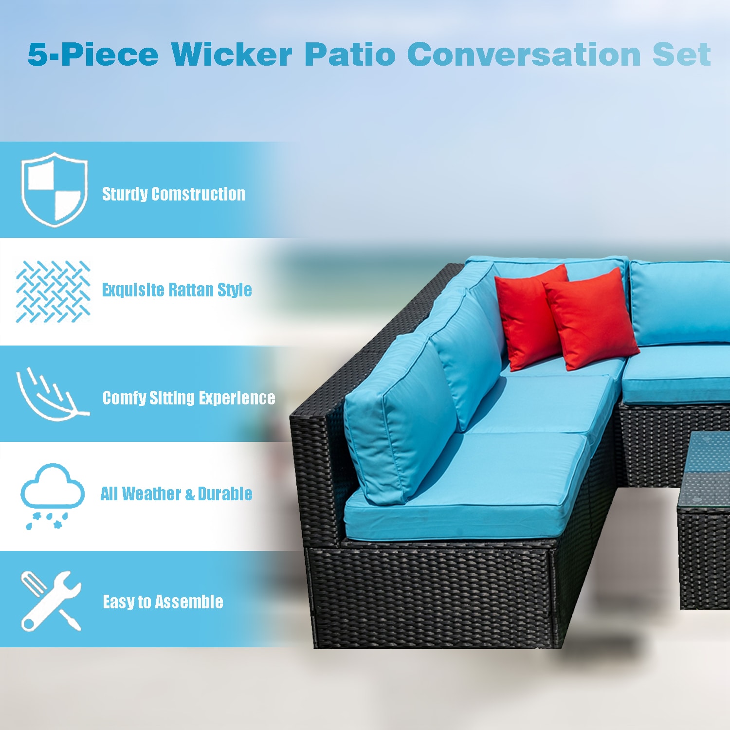 Forclover HYFAS05WH Patio-Conversation-Sets - View #2