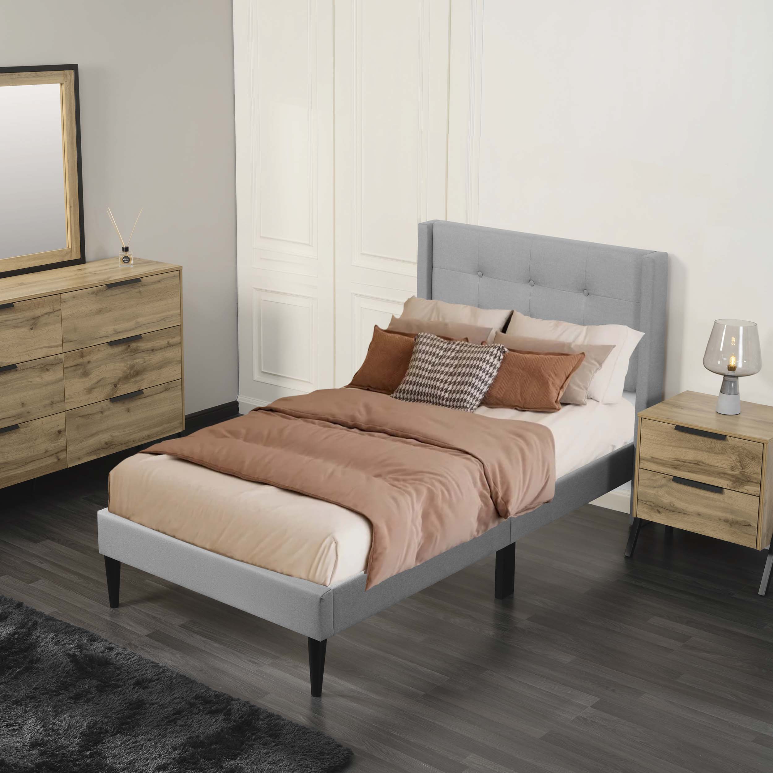 prilinex 47281415 Gray Twin Wood Bed frame Bed