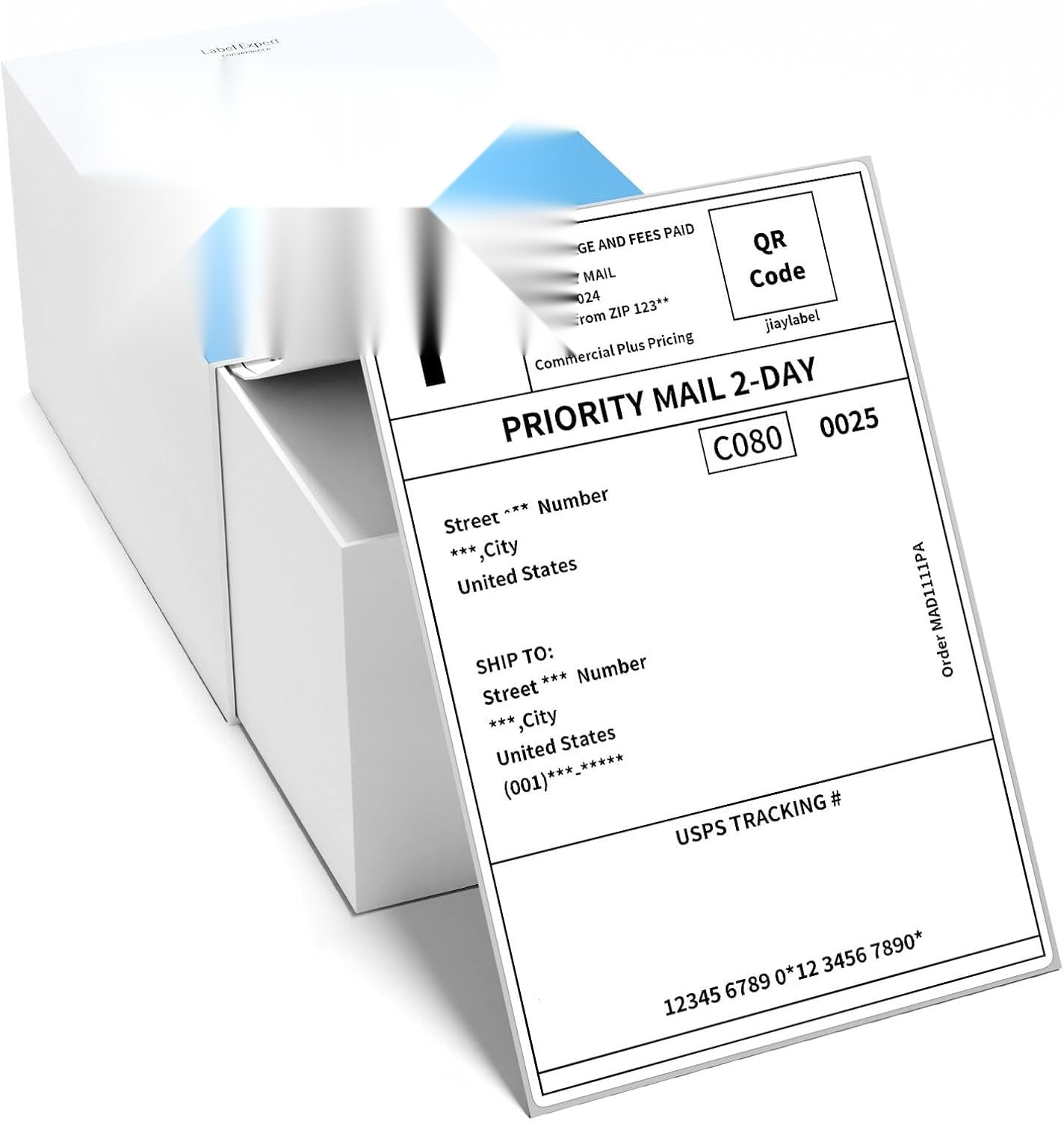 Etokfoks  4 x 6 inch thermal shipping label stacks of 500 white fanfold address stickers bpa free paper for many thermal label printers