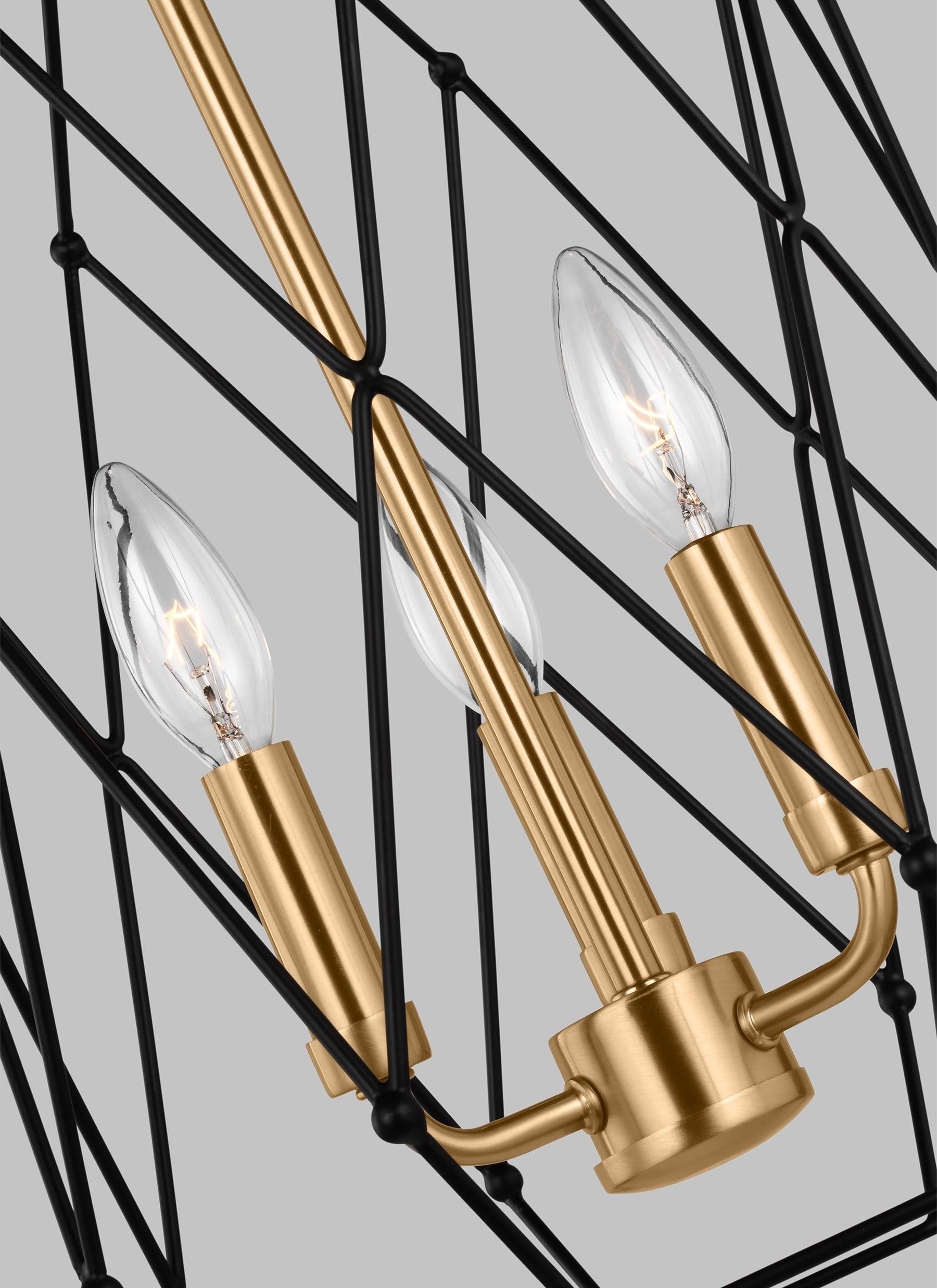 Zarra Satin Brass 3-Light Geometric Pendant