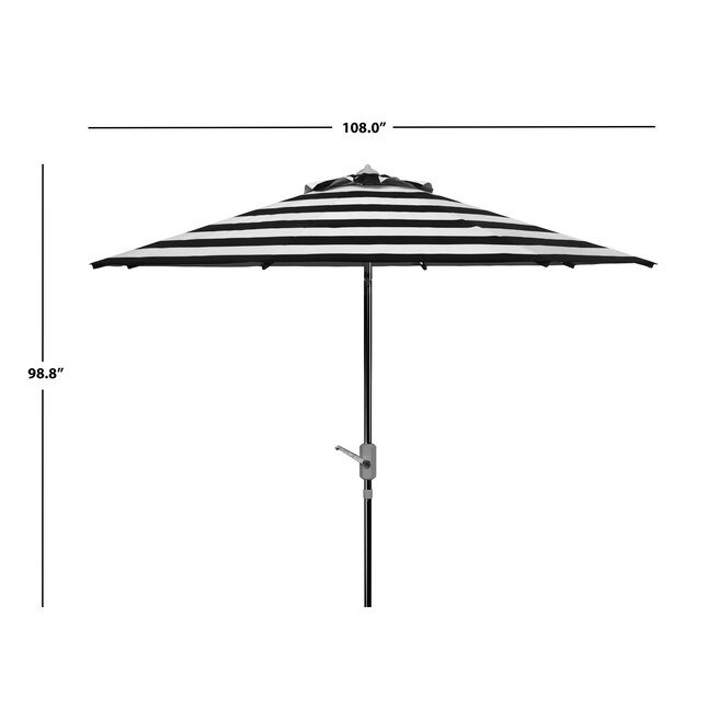 Safavieh 8.4-ft Black/White Crank Garden Patio Umbrella at Lowes.com