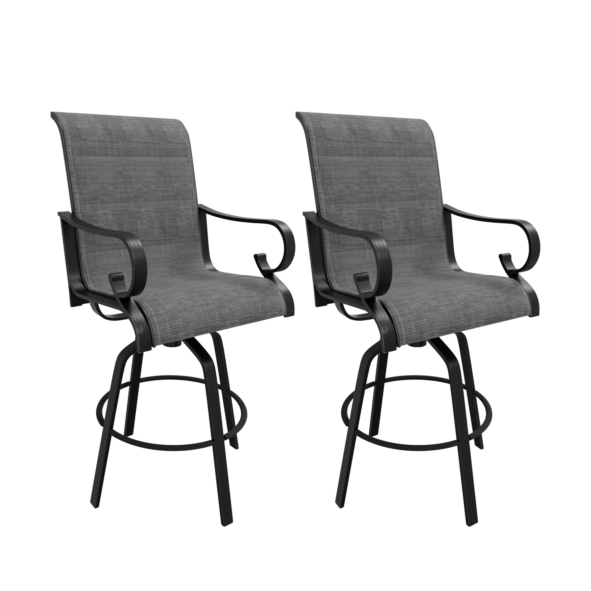 Boyel Living - 2-Piece Aluminium Frame Outdoor Swivel Chairs Bar Stool with Cushion Teslin Patio ...