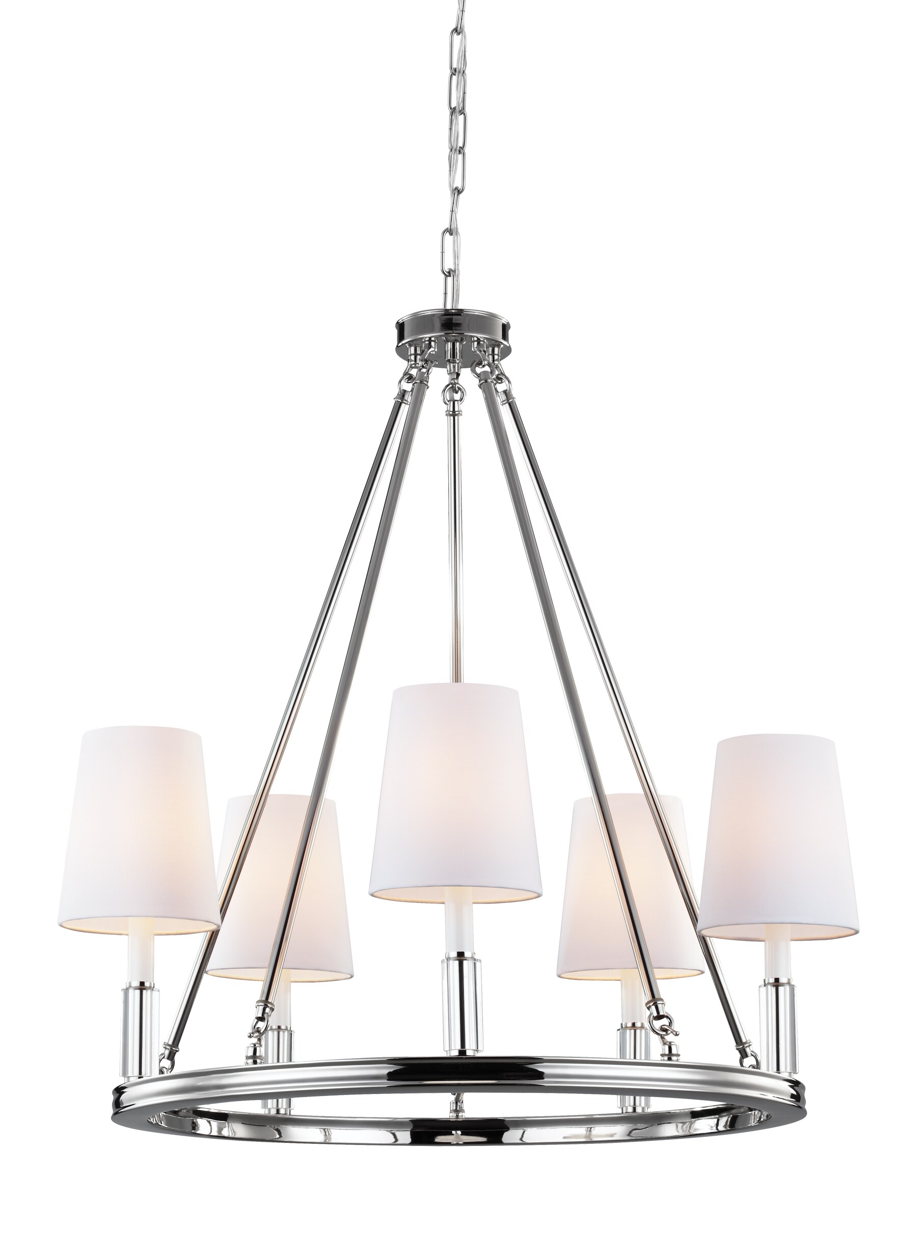 brushed nickel chandelier with fabric shades