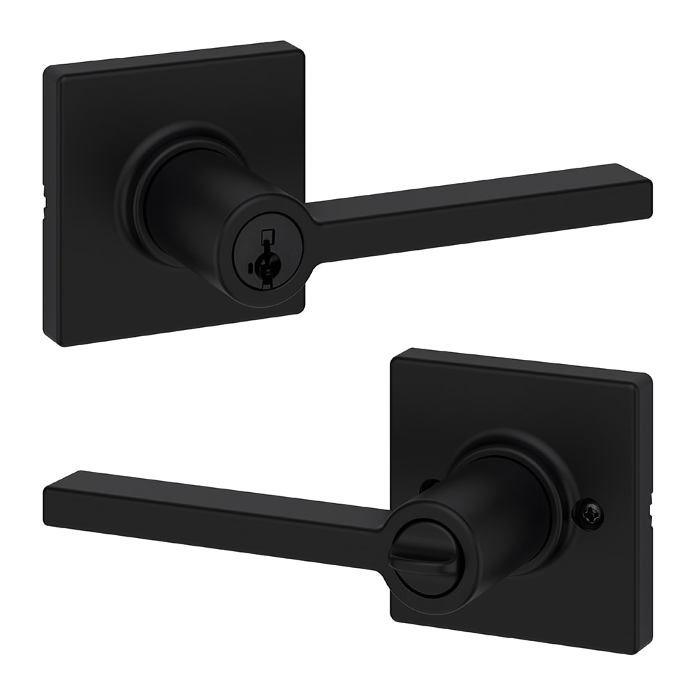 Kwikset 94050-734 Casey Matte Black Interior Keyed entry Door Handle with SmartKey