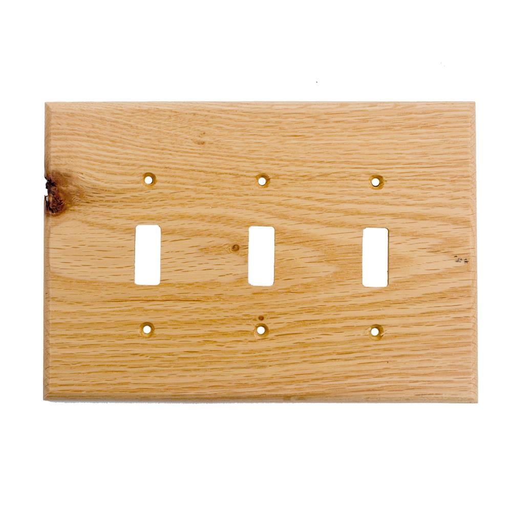 Sierra Lifestyles 682196 3 -Gang Specialty Size Red Oak Wood Indoor Toggle Wall Plate