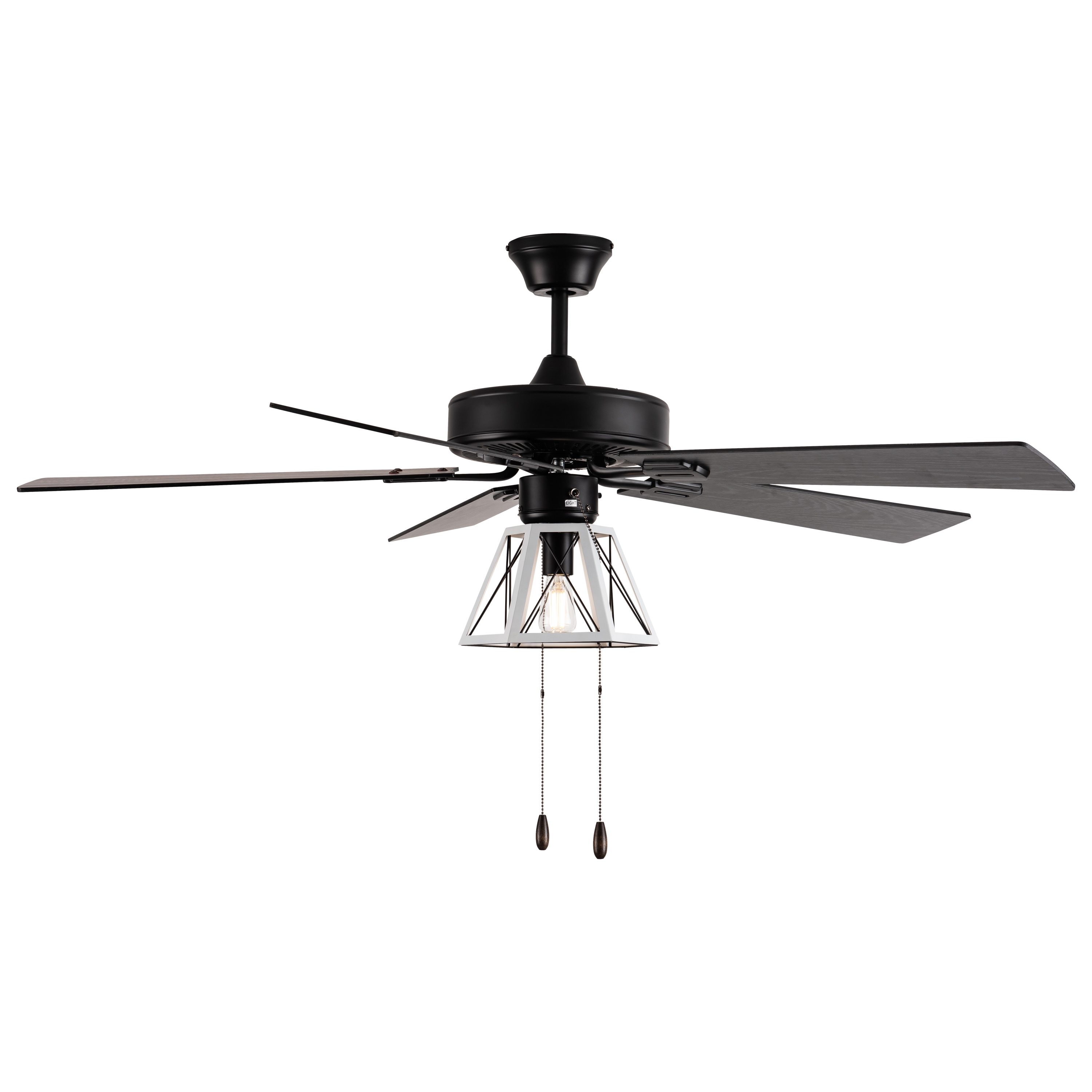 River of Goods 20325 Ceiling Fans 52-Inches White with Soft Grey Black Blades Indoor Downrod or flush mount Standard Ceiling Fan With Light ( 5 -Blade)