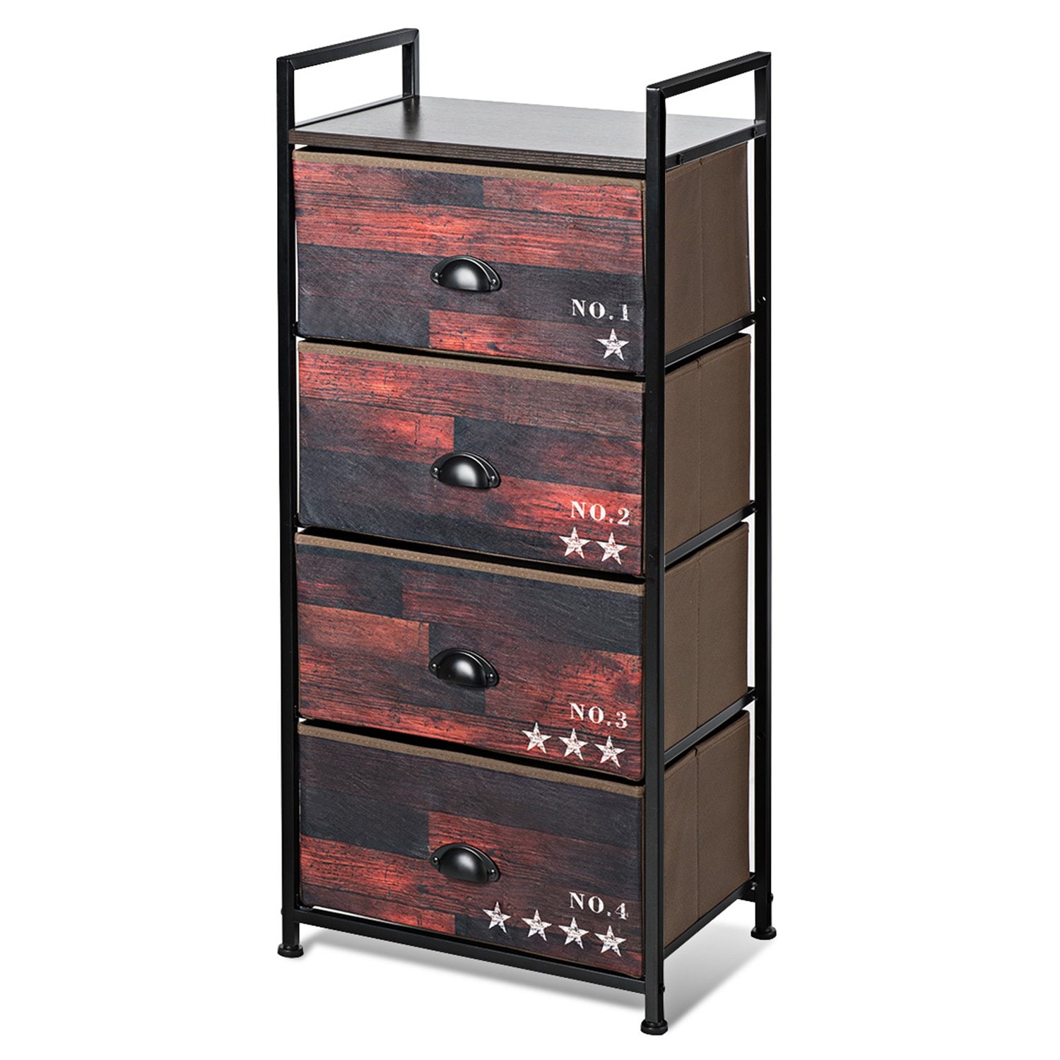 Costway  4 Drawer Fabric Dresser Storage Tower Nightstand Sturdy Steel Frame Closet