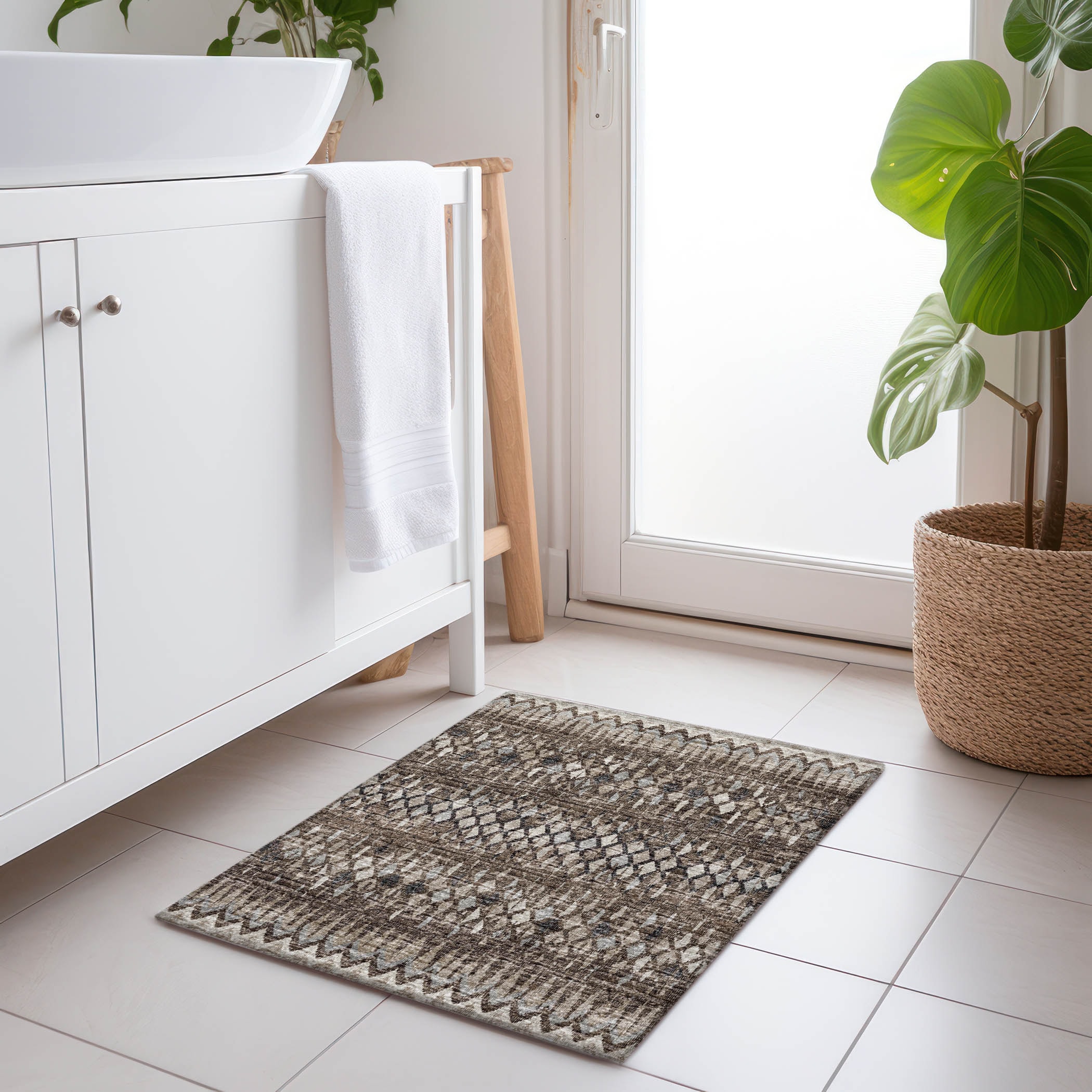 Addison Rugs AMF38BR20X30 Mayfield AMF38BR 2 x 3 (ft) Loomed Polyester Brown Rectangular Indoor Abstract Machine washable Area rug