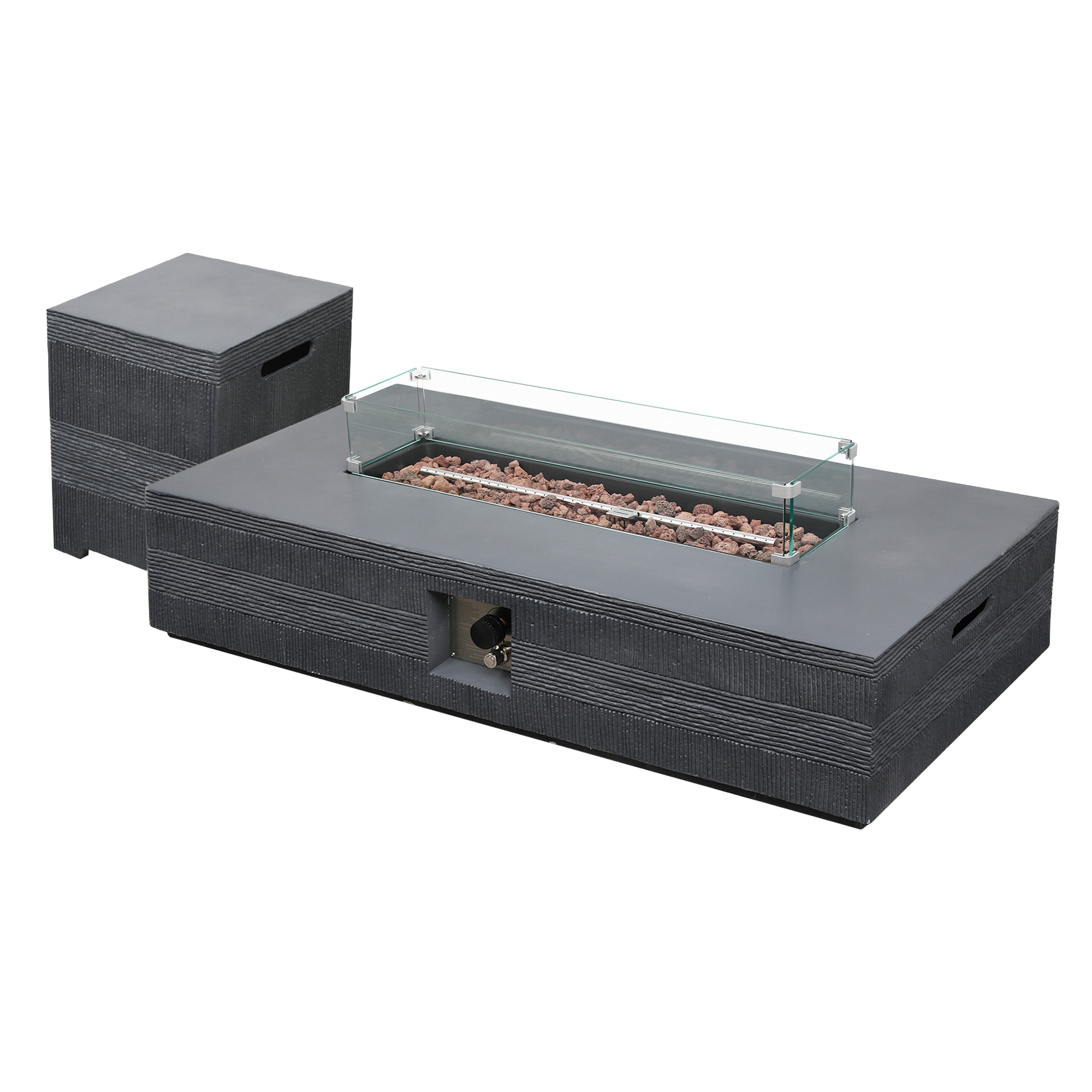 Patio Watcher LS-56MDK-SW-BW 56-Inches W Dark Gray Magnesium oxide Rectangle Liquid propane Fire pit table