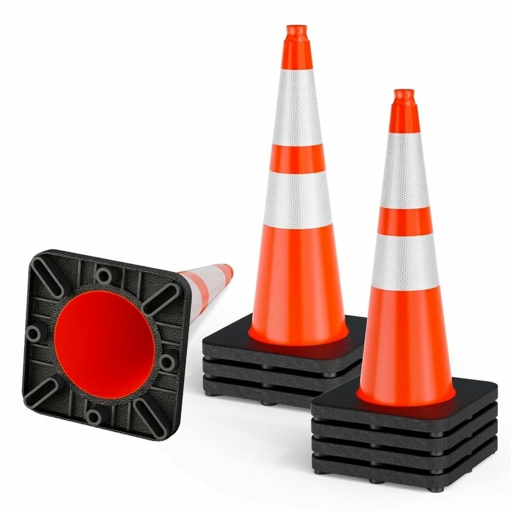 Phyfalip  8 pack 28 inch orange traffic cones with heavy base reflective collars for parking lot construction road safety and crowd control