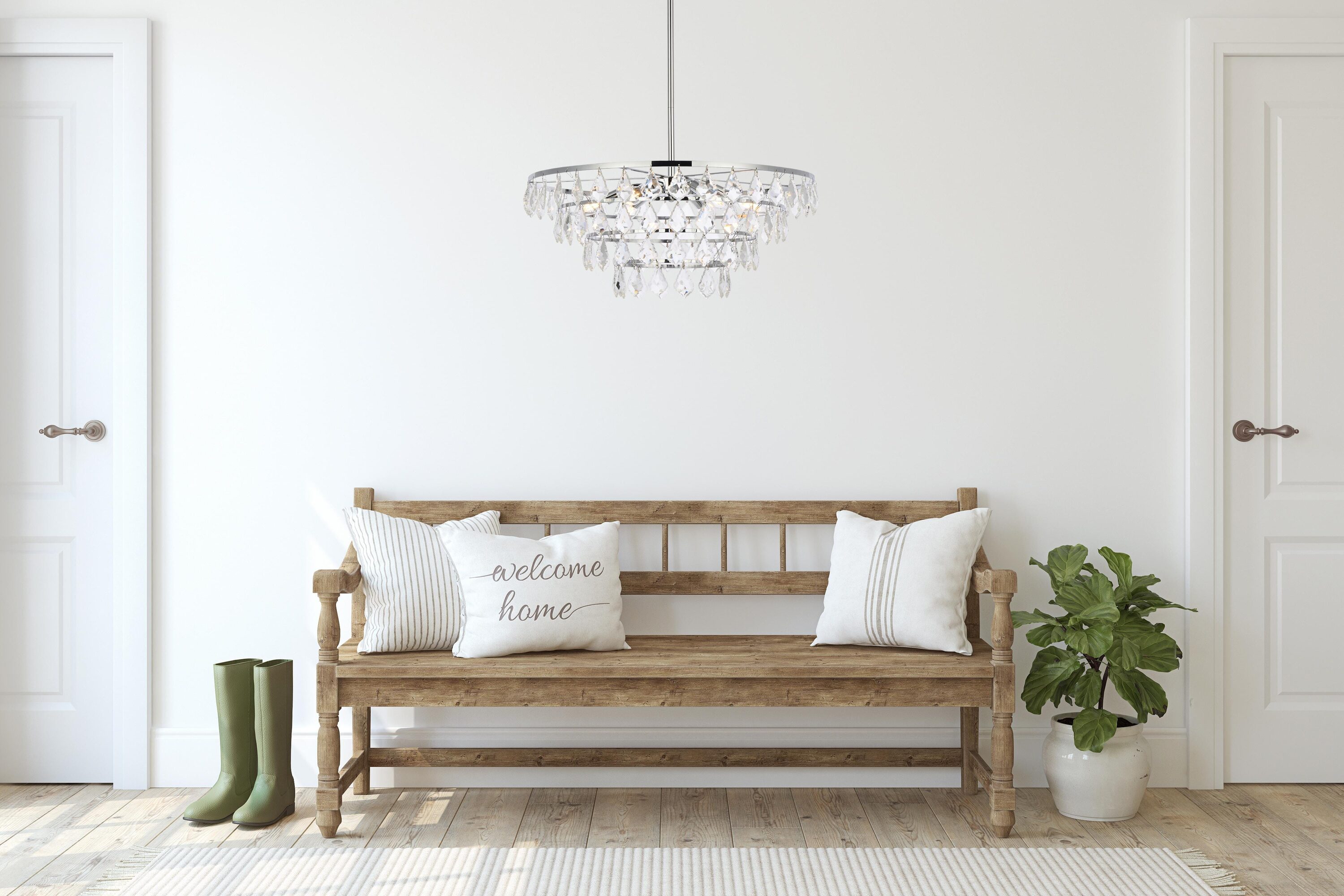 Ella 24'' Chrome Crystal Pendant Light