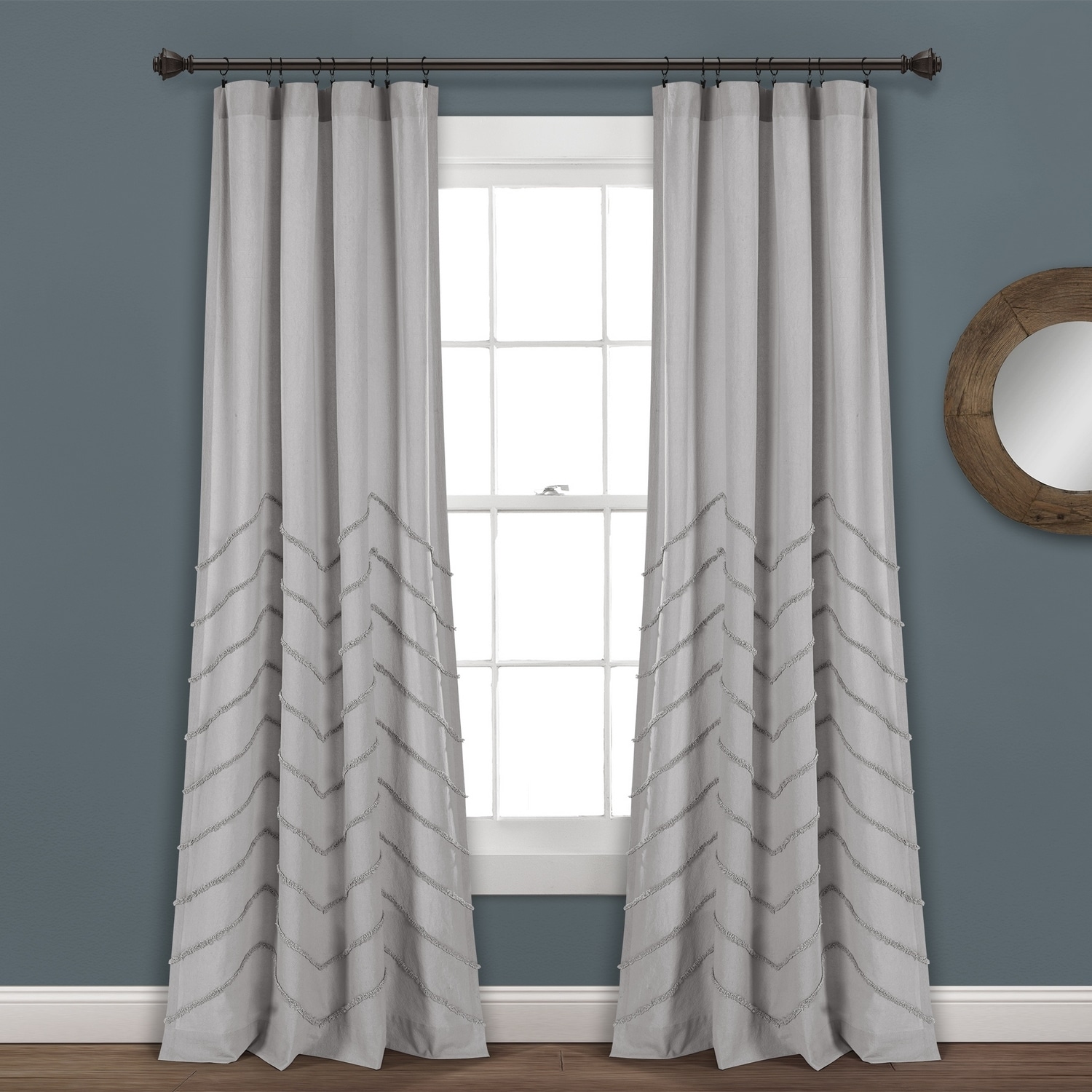 Lush Decor 16T003830 84-Inches Light Gray Chevron Rod pocket Curtain panel pair