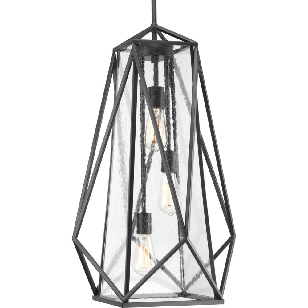Progress Lighting P3601-143 Marque 3-Light Graphite Transitional Clear Glass Geometric Led Hanging Pendant Light