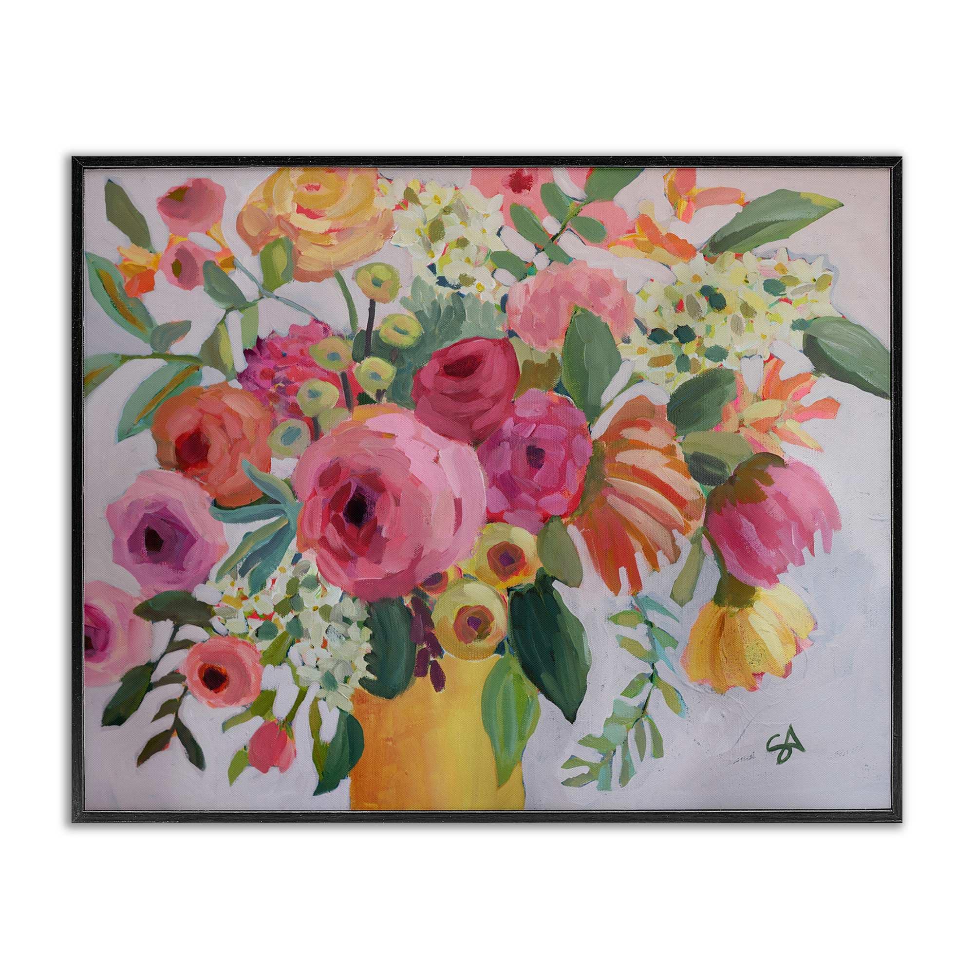 Stupell Industries BT-394-FR-16X20 Assorted Flowers in Pink and Yellow Framed Giclee design by Suzanne Allard