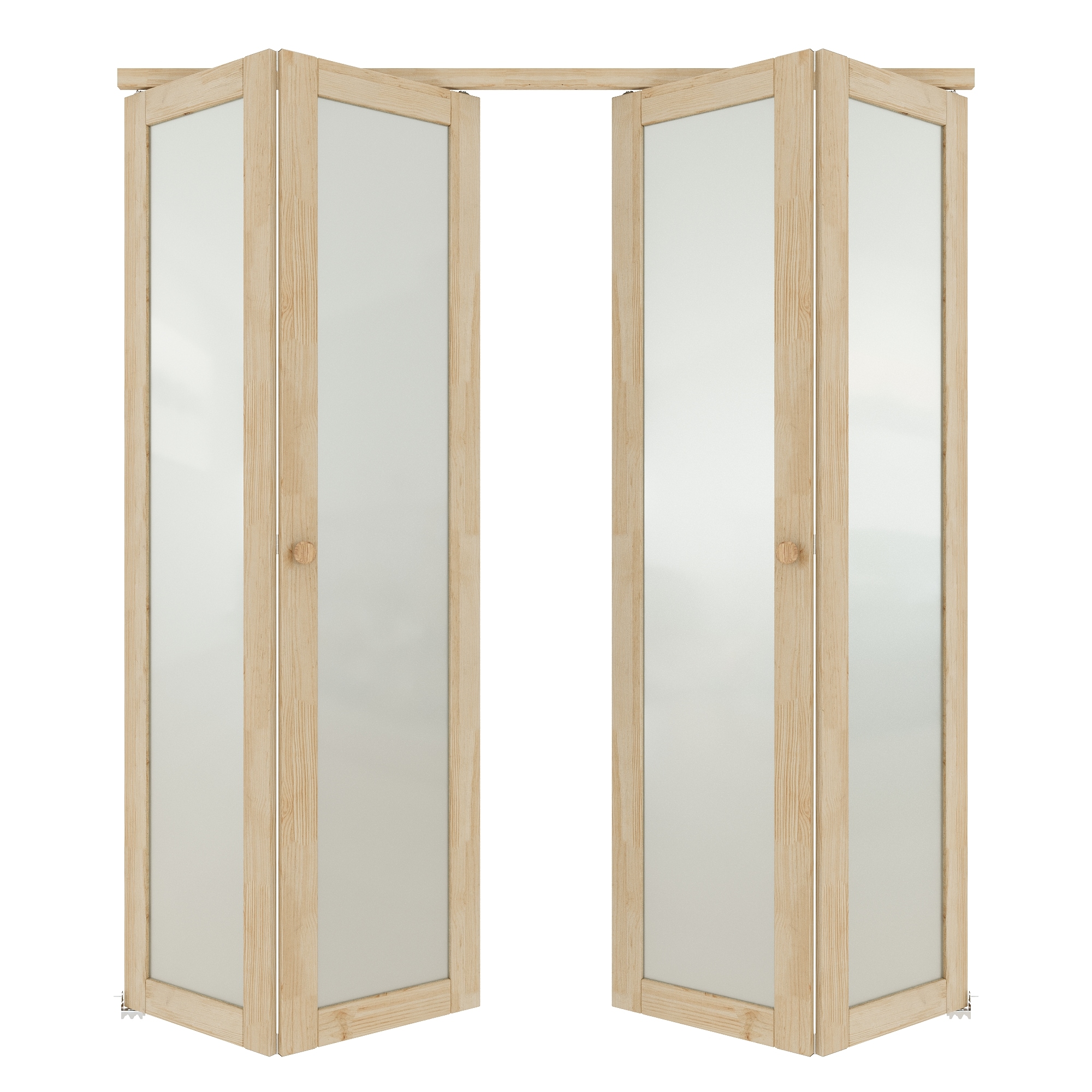 JUJUBON IN-CD-BIPW-1L-BF-72 Closet Door 72-in x 80-in natural 1-panel Frosted glass Textured Solid core Unfinished Pine Wood Closet Bifold Door ( Hardware Included )