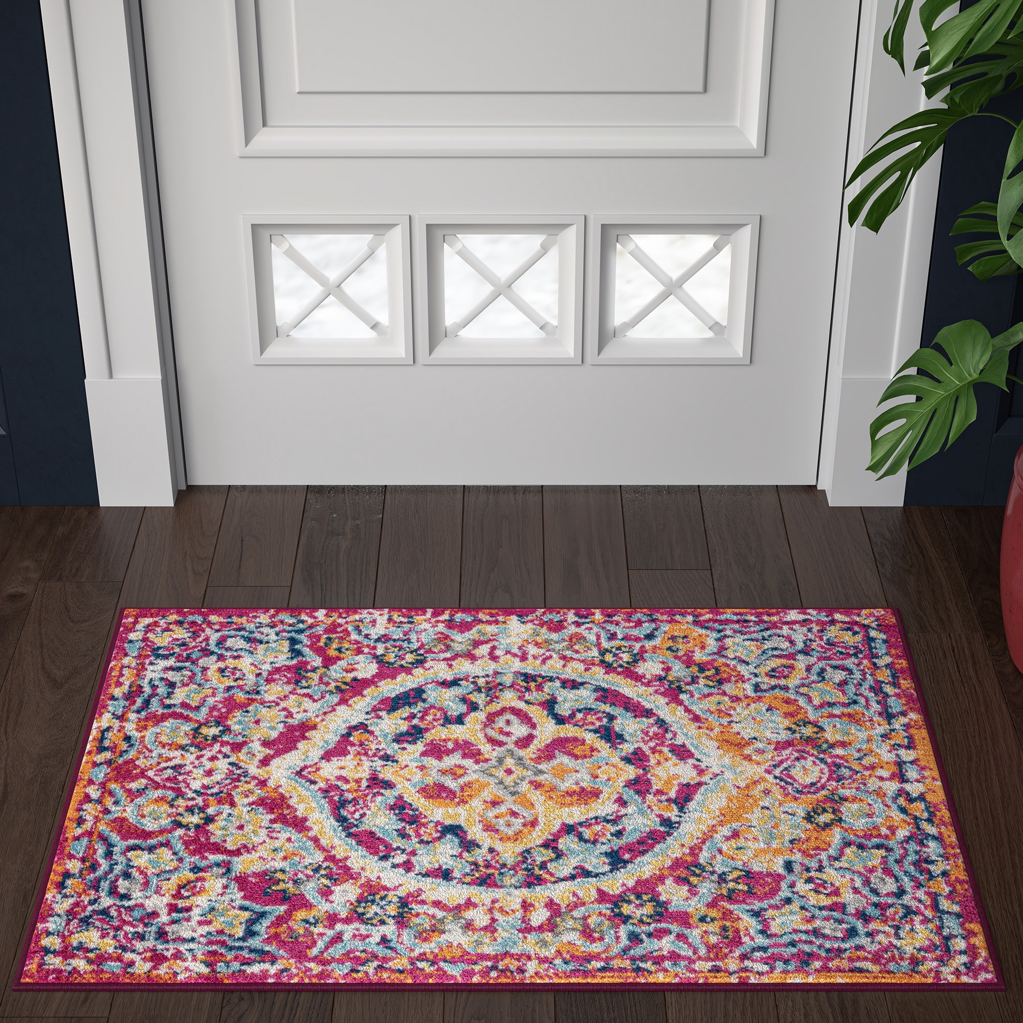 Tayse DYN1442 2X3 Dynamic 2 x 3 (ft) Loomed Polypropylene Pink Rectangular Indoor Throw rug