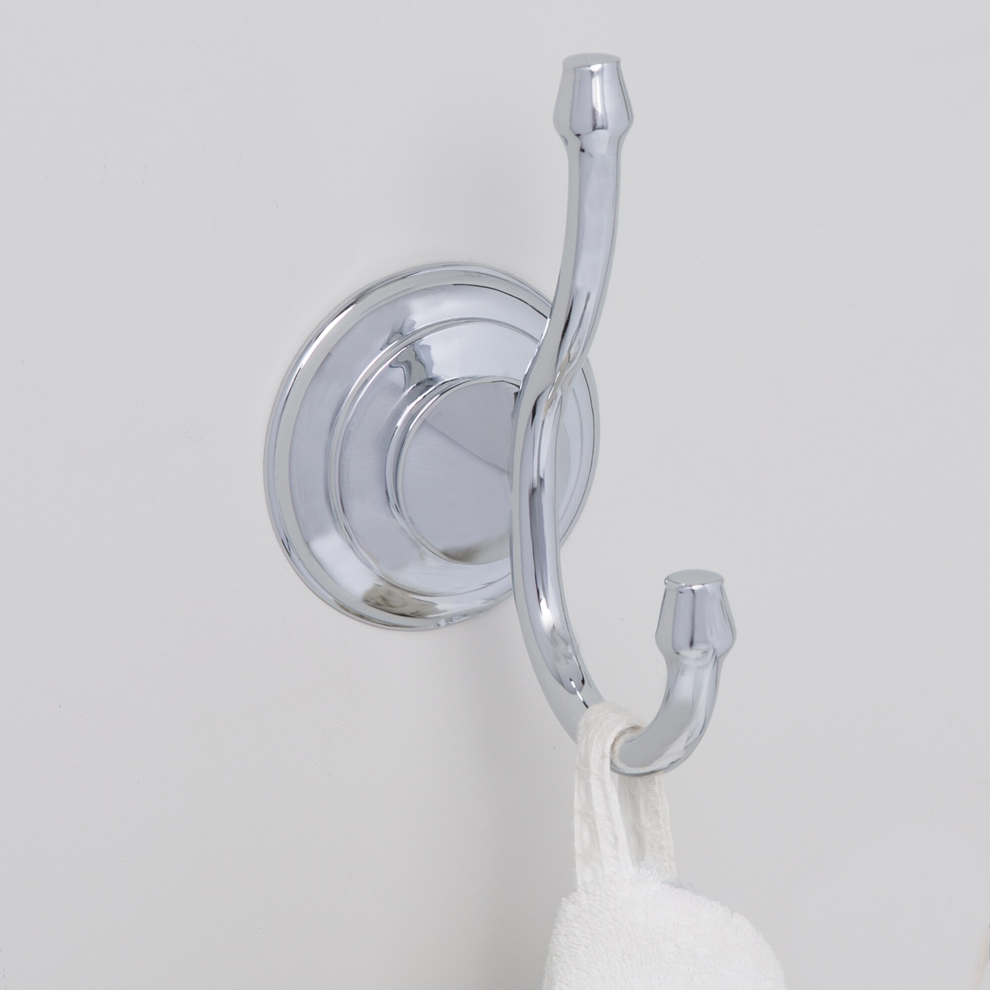 allen + roth Designer 2 Chrome Double-Hook Wall Mount Towel Hook in the  Towel Hooks department at