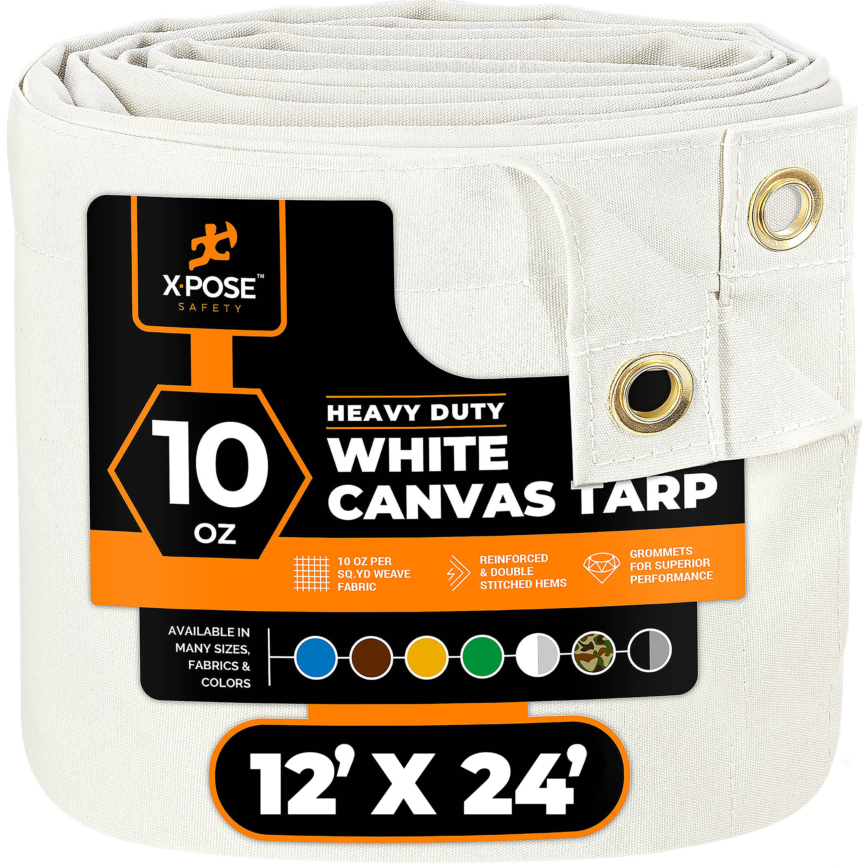 XPOSE SAFETY CTW10-1224-X 12-ft x 24-ft White Water resistant Commercial Canvas 14-mil Tarp