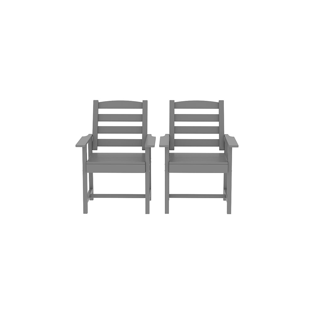 Homsee V-KF510002-01 Premium Outdoor Dining Chair Set - 2-Piece Grey HDPE Weather-Resistant Patio Chairs with 275lb Capacity