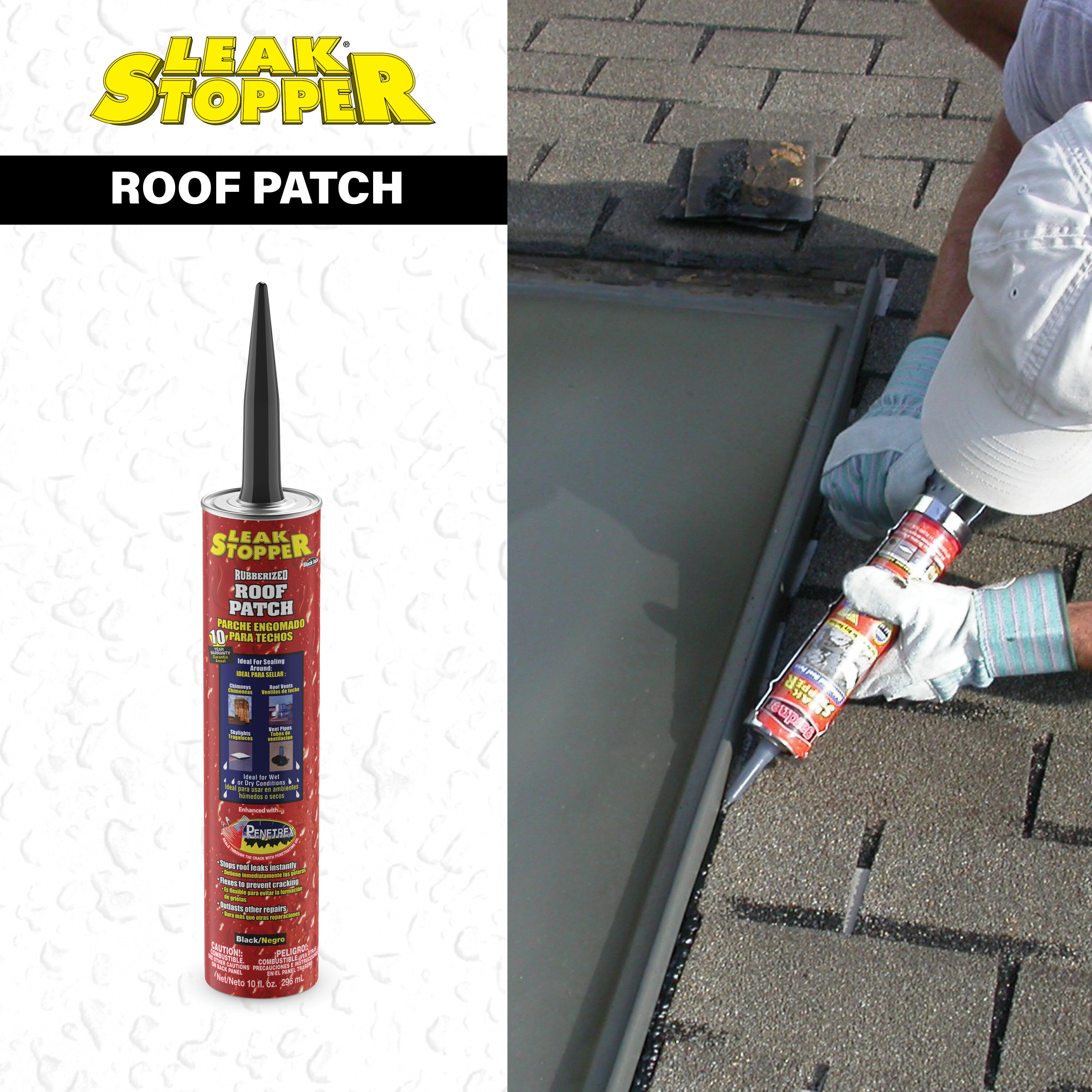 Leak Stopper Rubberized Roof Patch 1 Gallon | 100% Flexible Instant Sealant  for Built-Up Roofs, SBS Modified Roofs, Metal Roofs & Many Other Surfaces