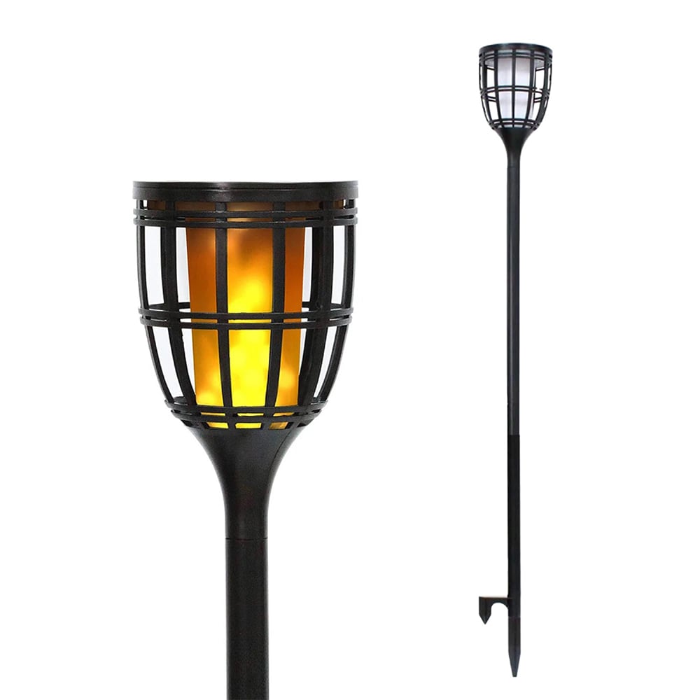 TECHKO 2-Pack Outdoor Adjustable Solar Tiki Torches Flaming LEDs