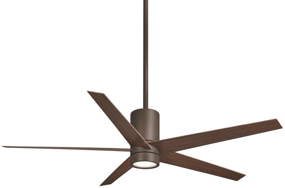 Minka Aire F828-ORB Symbio 56-in Integrated LED Oil Rubbed Bronze with Medium Maple Blades Ceiling Fan With Light - Remote Included ( 5 -Blade )