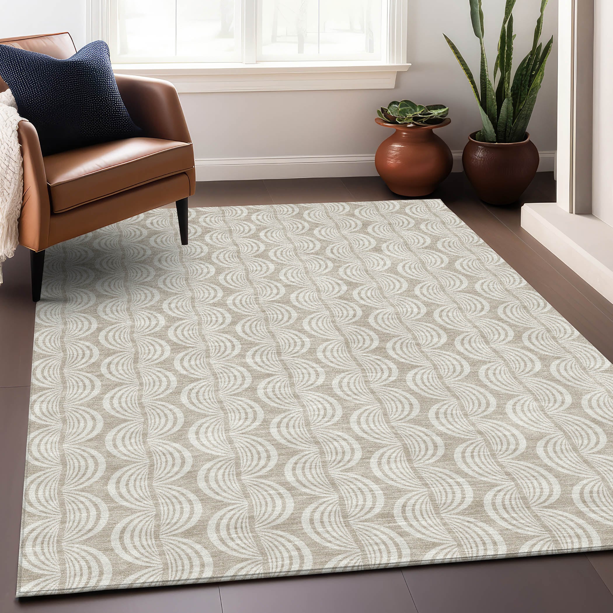 Addison Rugs ACN1055BG10X14 Chantille ACN1055BG 10 x 14 (ft) Polyester Beige Rectangular Indoor/Outdoor Geometric Machine washable Area rug
