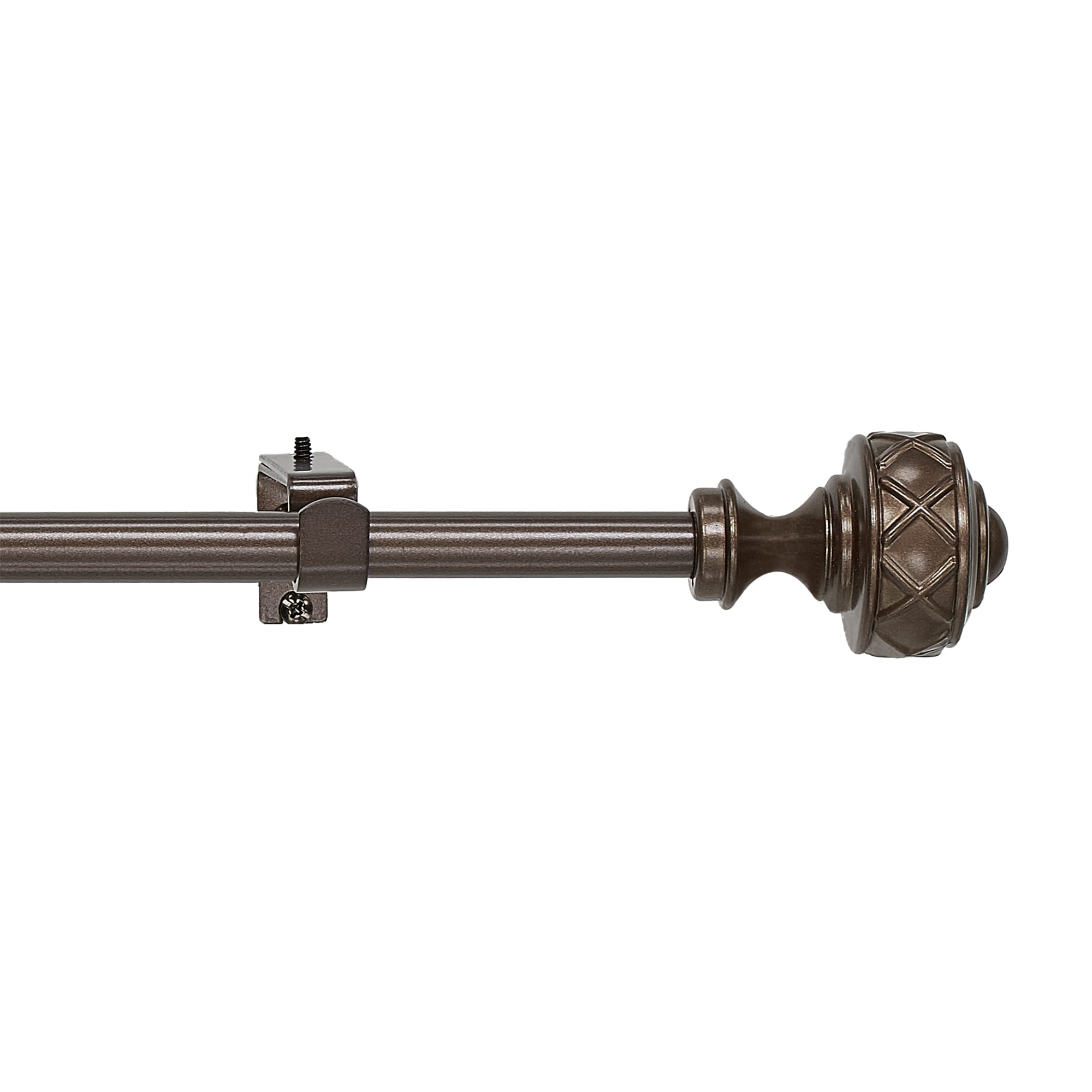 Achim RDBLTC2806 Buono II Lattice 28-in to 48-in Mocha Steel Single curtain rod with Finials