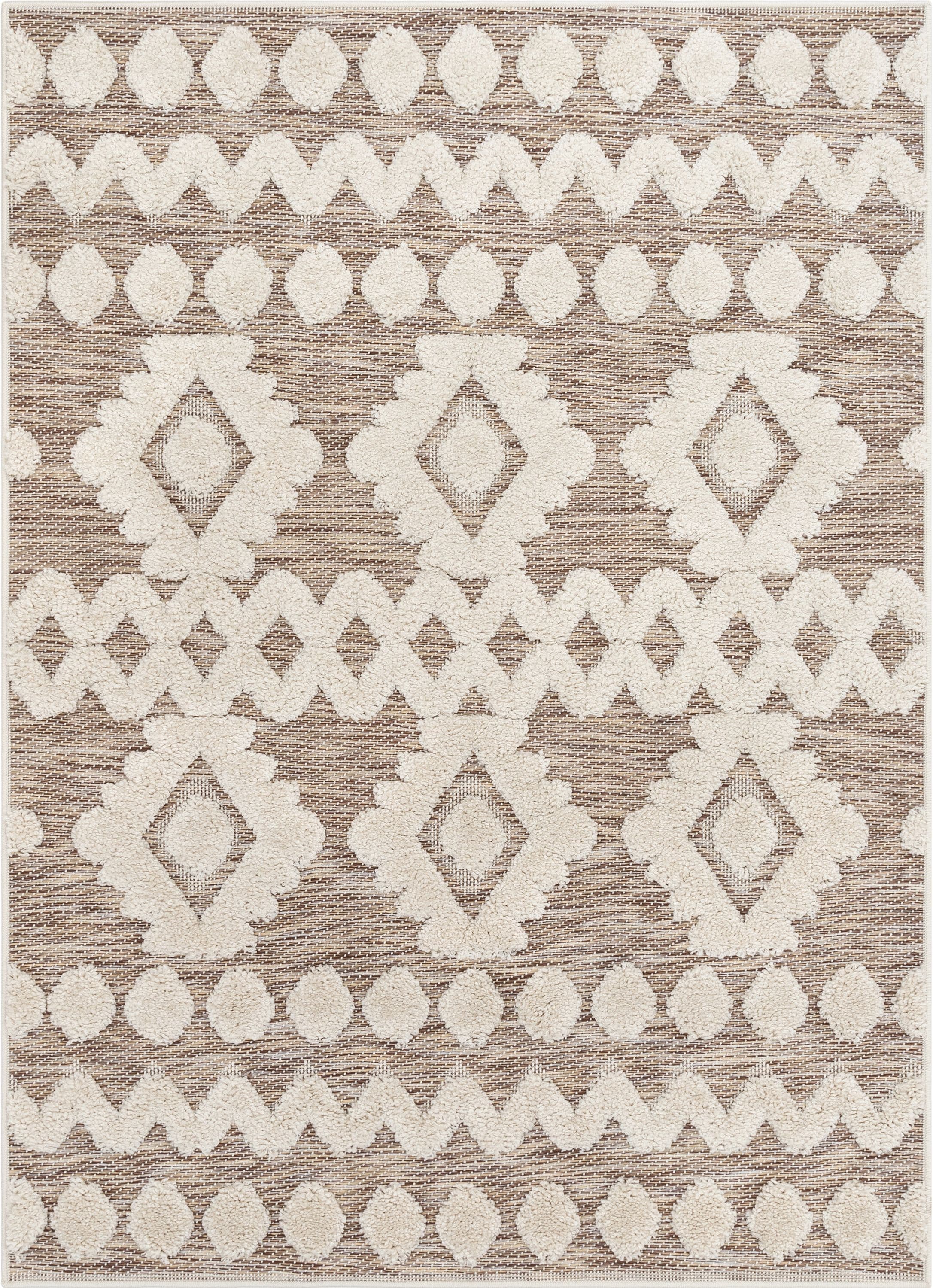 Bellagio Beige Tribal High-Low Flat-Weave Rug 5' x 7'
