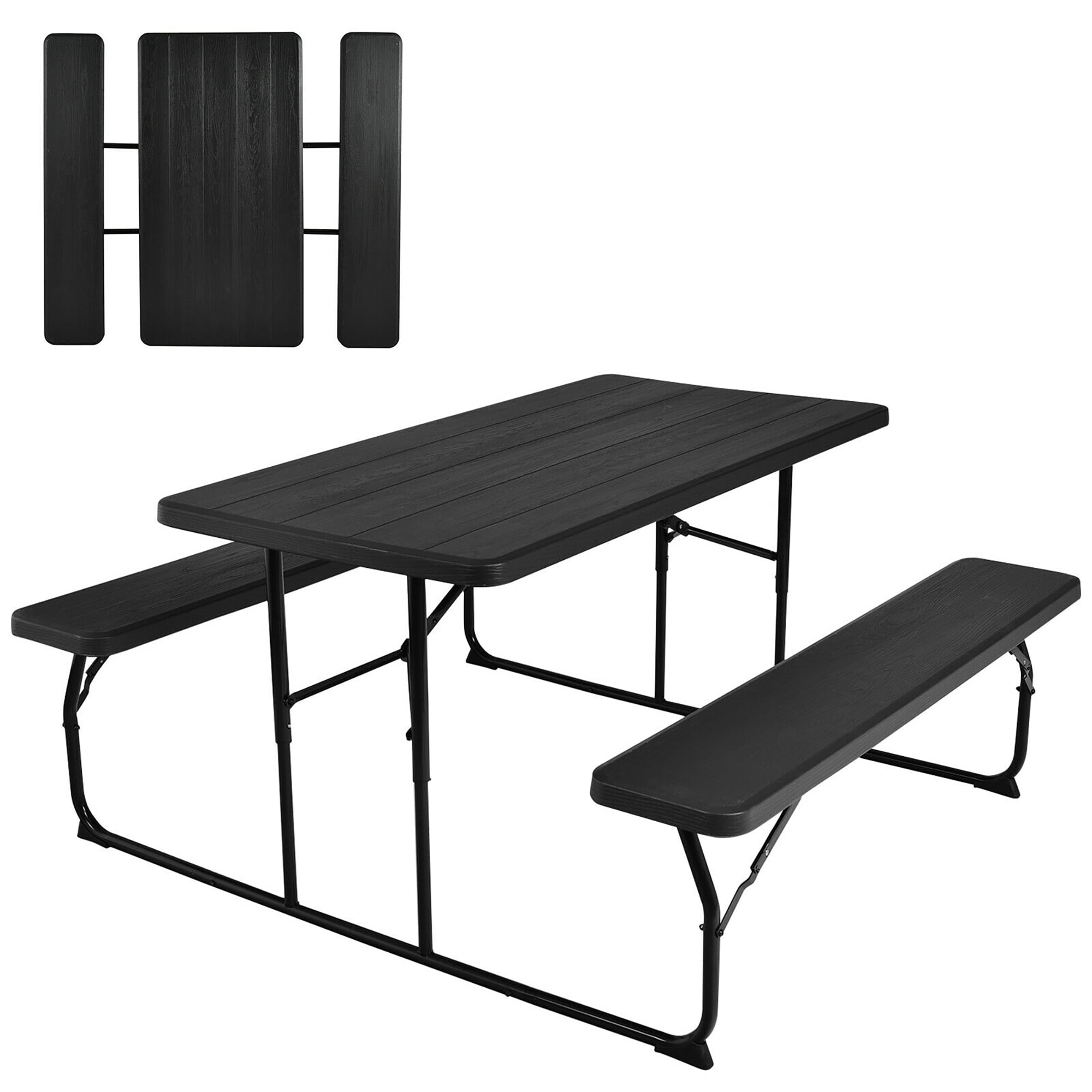 BABOOM BOM-72BK-CO 54-in Black Plastic Rectangle Folding Picnic Table