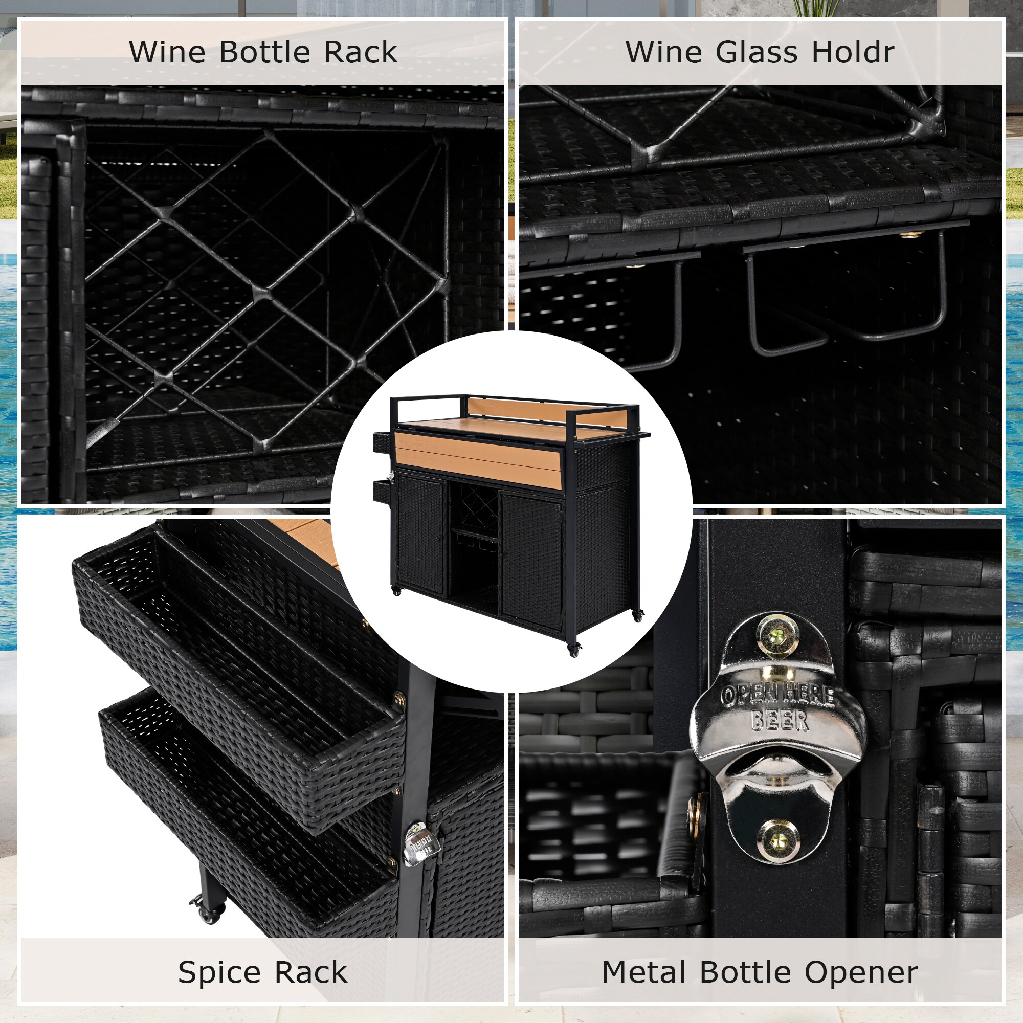 ModernLuxe N707P233747B Outdoor-Carts - View #7