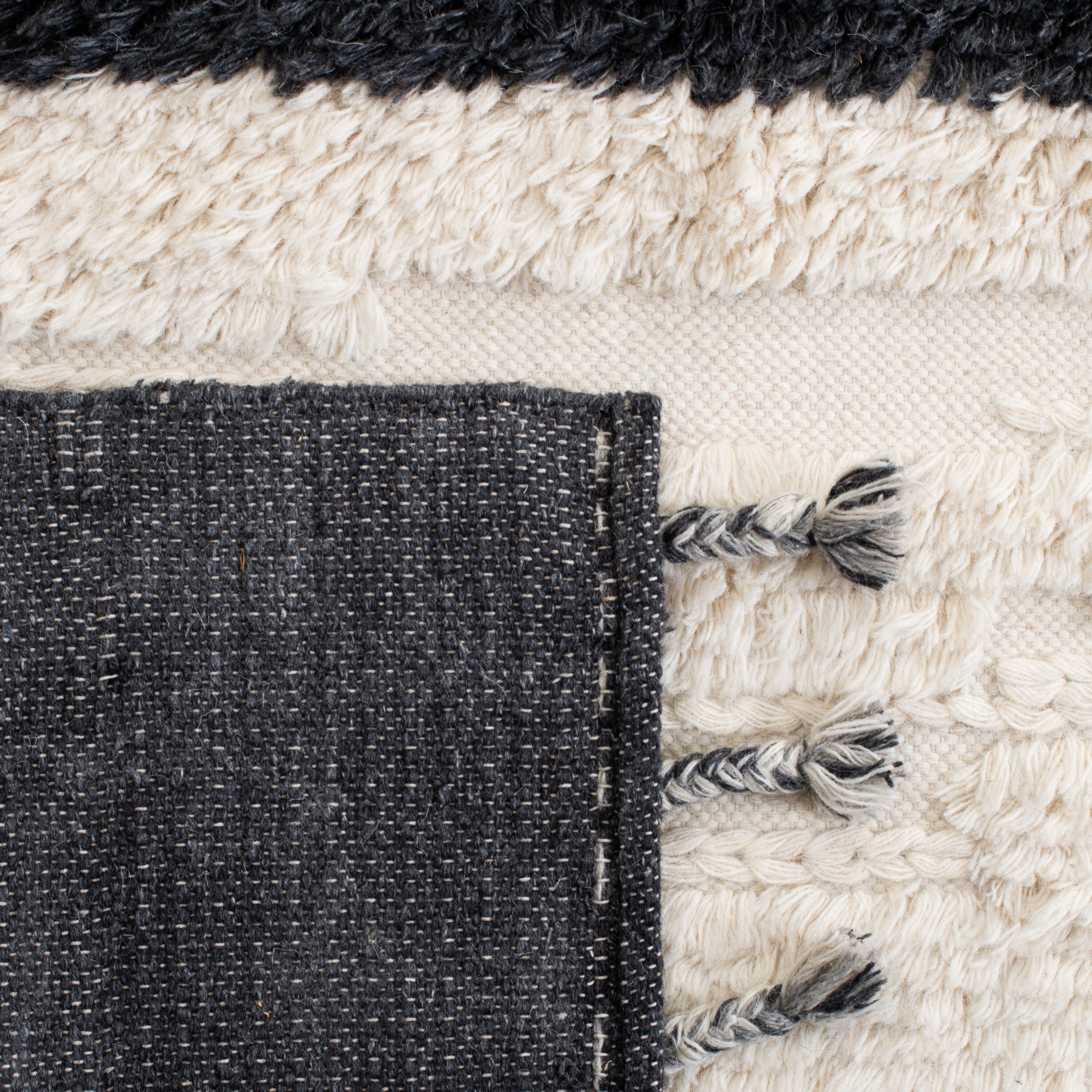 Kenya Hand-Knotted Gray Wool Striped Area Rug