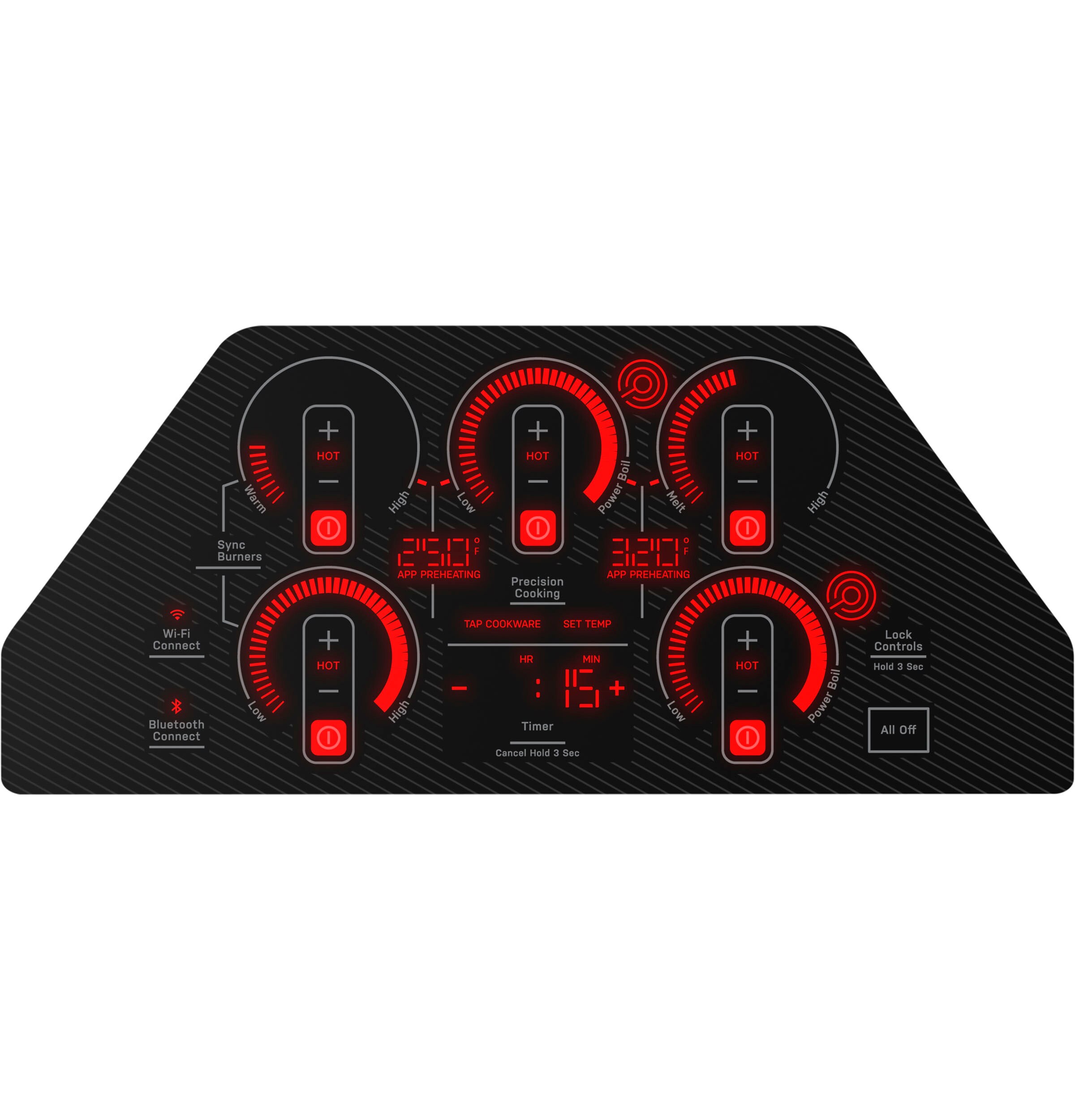 GE PP962SMSS 36 Smoothtop Electric Cooktop with 5 Ribbon Elements, Bridge  Element, Warming Zone, Simmer Setting and Dishwasher Safe Knobs: Black