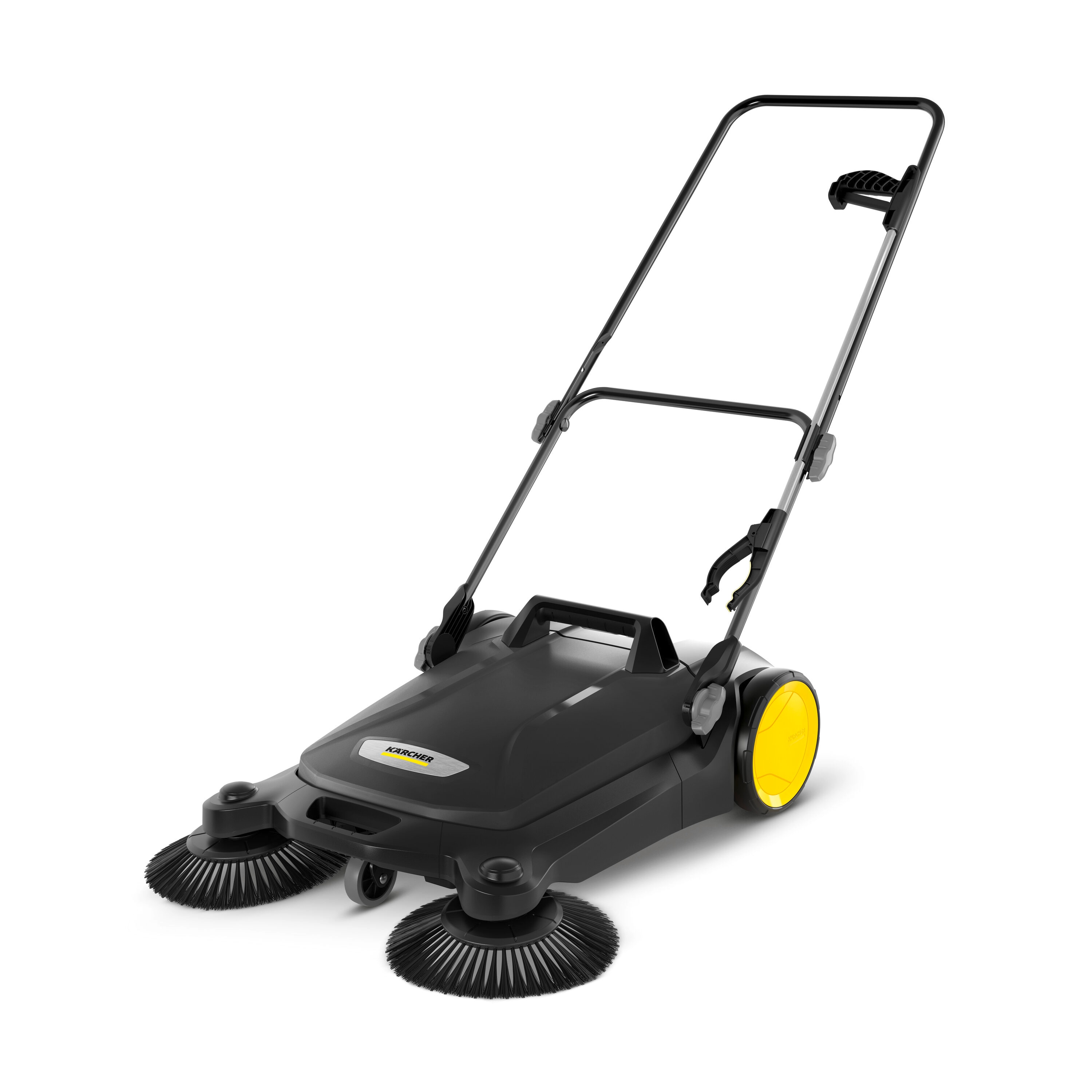 Karcher 1.766-363.0 Walk Behind Outdoor Push Sweeper S 4 Twin GoFurther for Workshops Sidewalks Driveways or Garages with Debris Grabber 5.25 Gallon Capacity 26.8in Sweeping Width