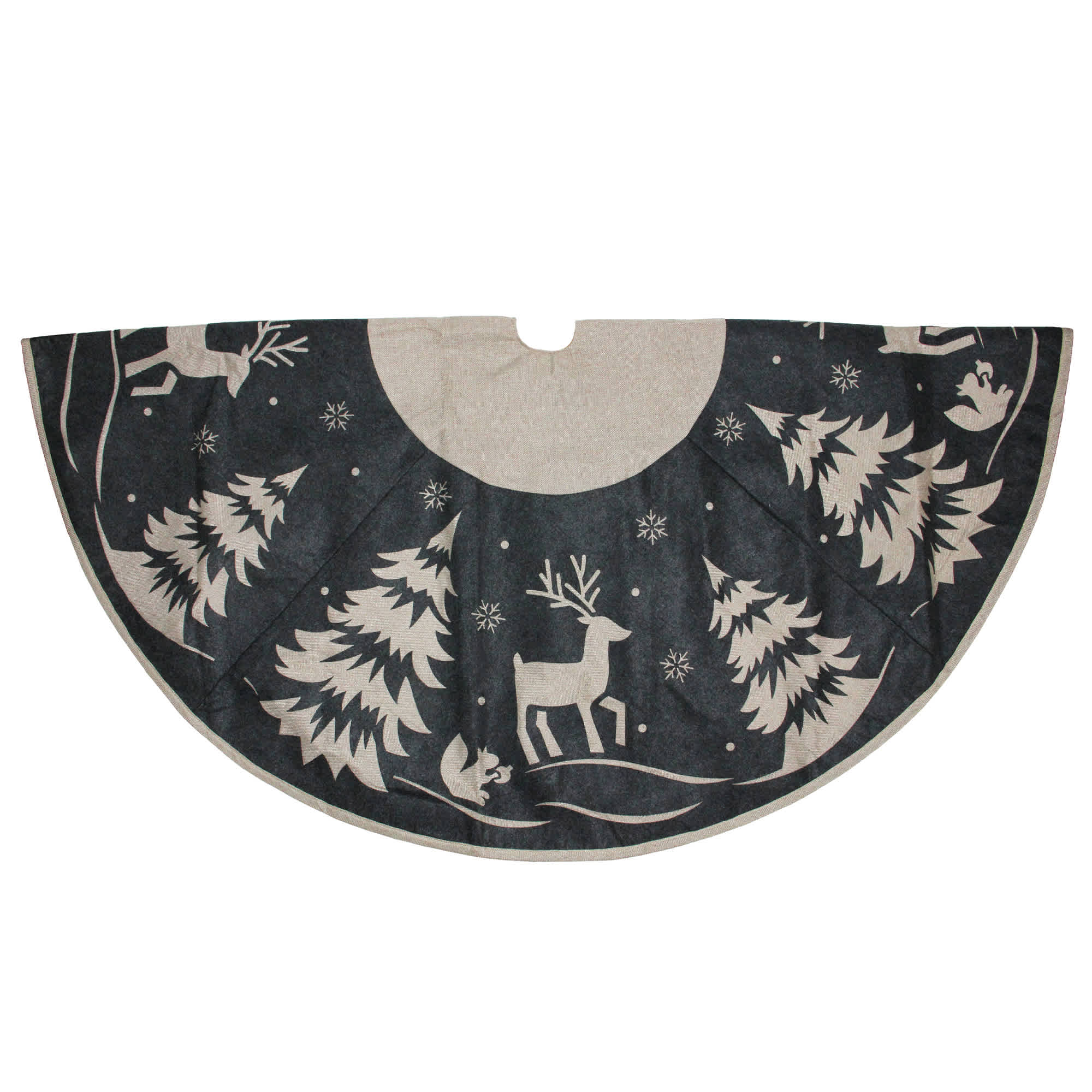 Dyno Seasonal Solutions 56 inch Gray and Black Reindeer in Forest Christmas Tree Skirt