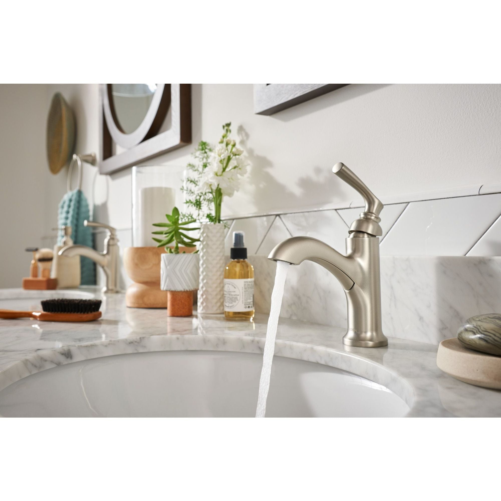 Halle Brushed Nickel Single Handle Bathroom Faucet