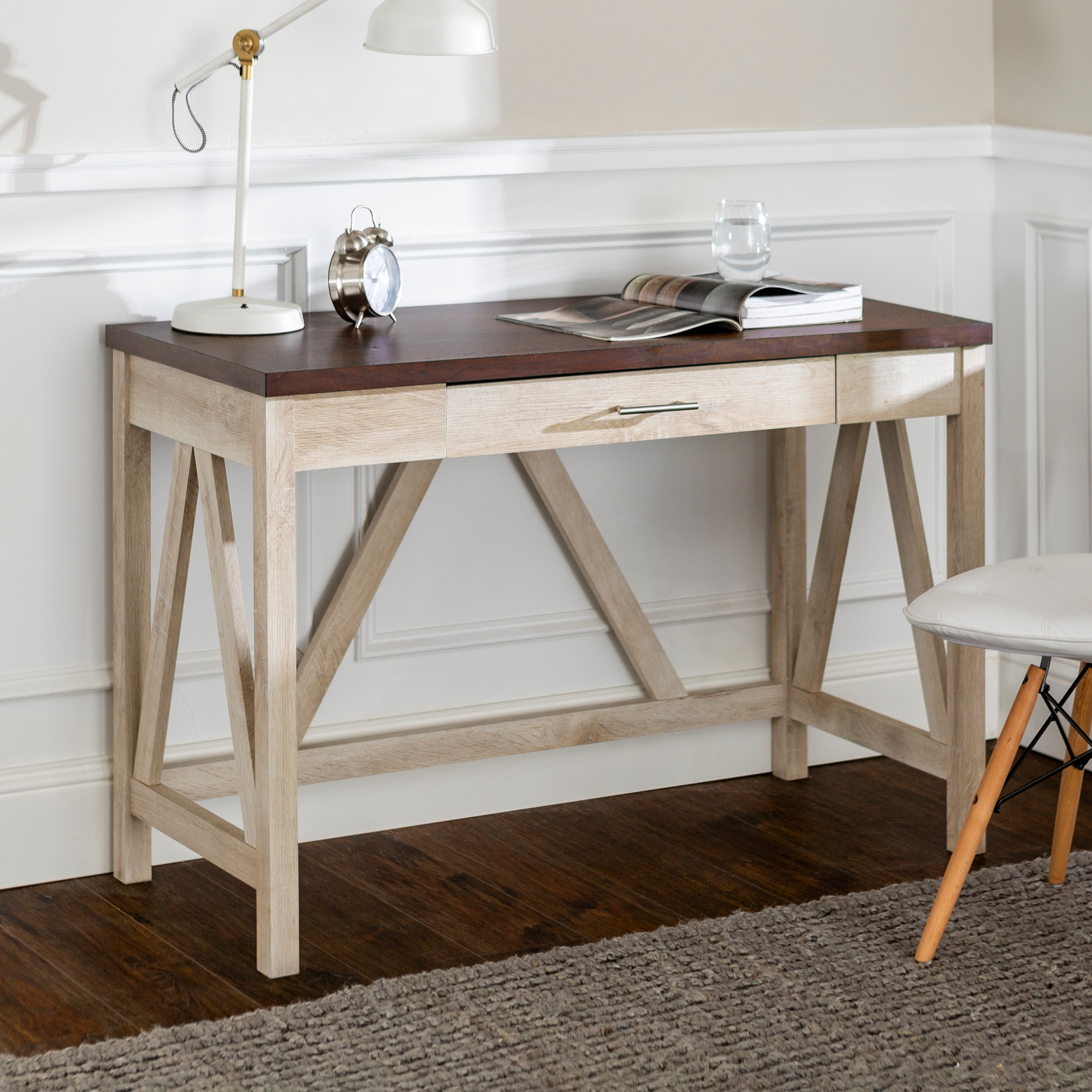 allen + roth 44-in Brown Rustic Writing Desk in the Desks department at