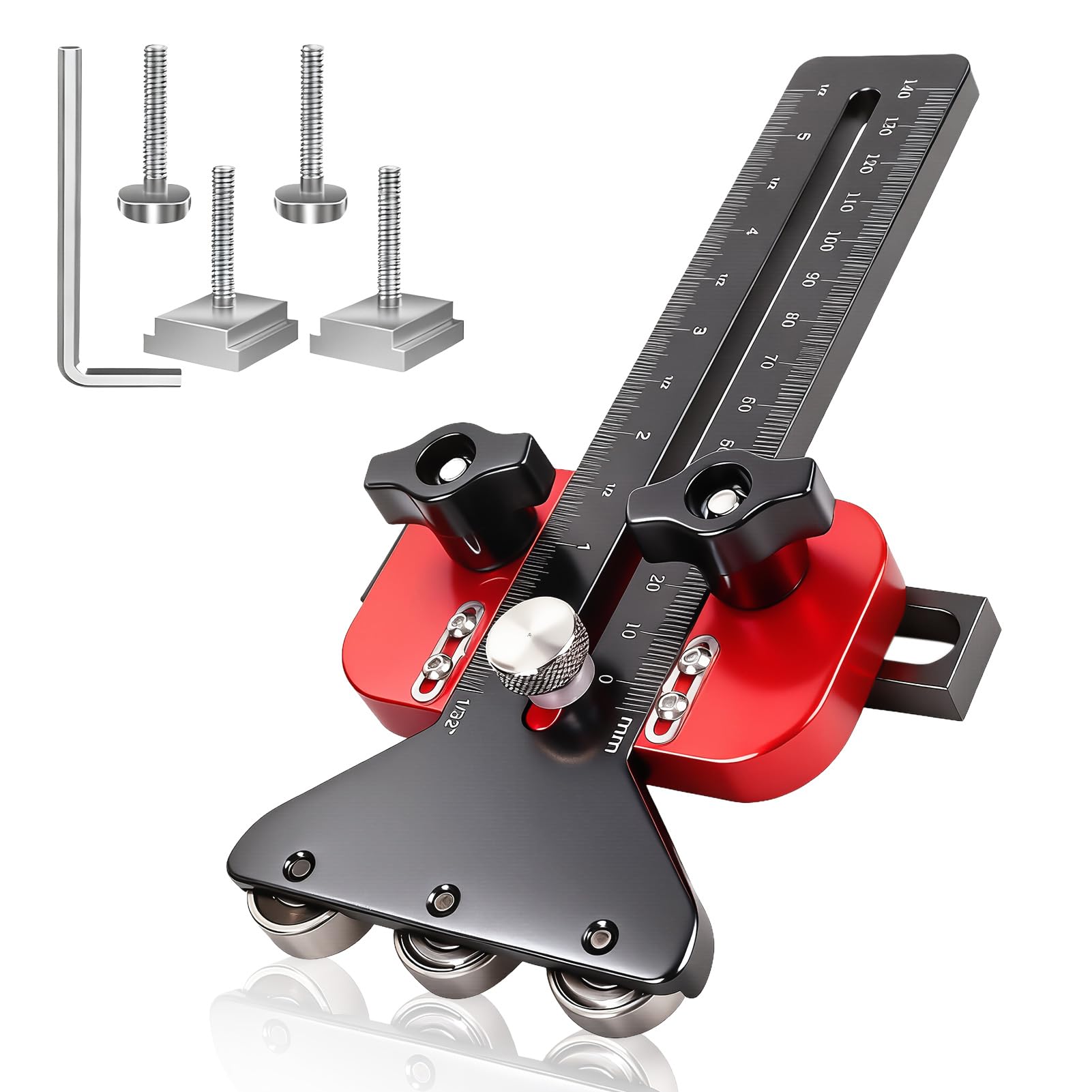 Aoibox  Aluminum Alloy Thin Rip Table Saw Jig with Three Pulleys and U Slot Guide for Home Use