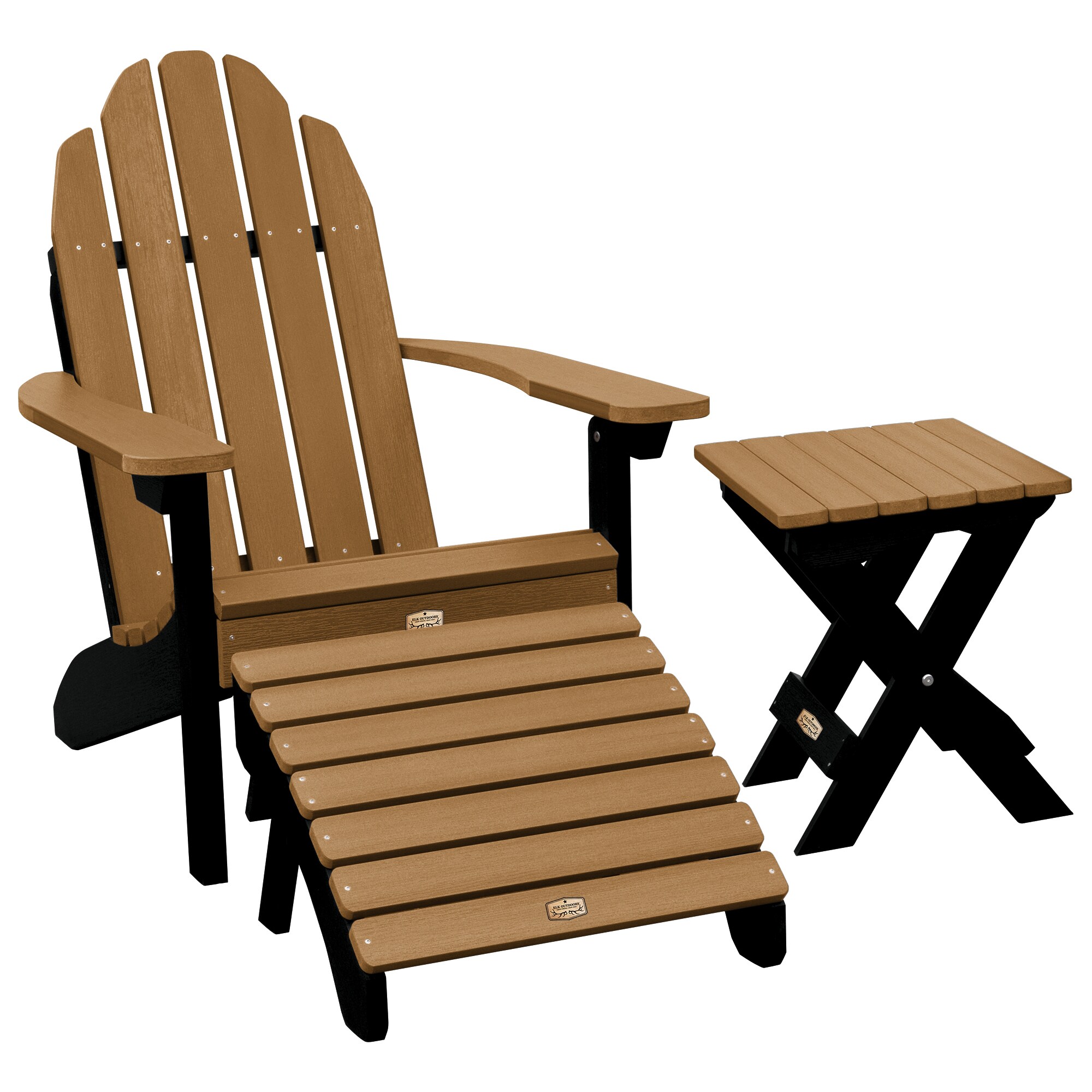 highwood EO-KITCLAS3-CAR The Mountain Bluff Caribou Plastic Frame Stationary Adirondack Chair with Slat Seat