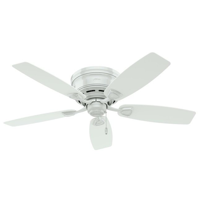 Hunter Sea Wind 48 In White Indoor Outdoor Flush Mount Ceiling Fan 5 Blade The Fans Department At Com - Kitchen Ceiling Fans With Lights Menards
