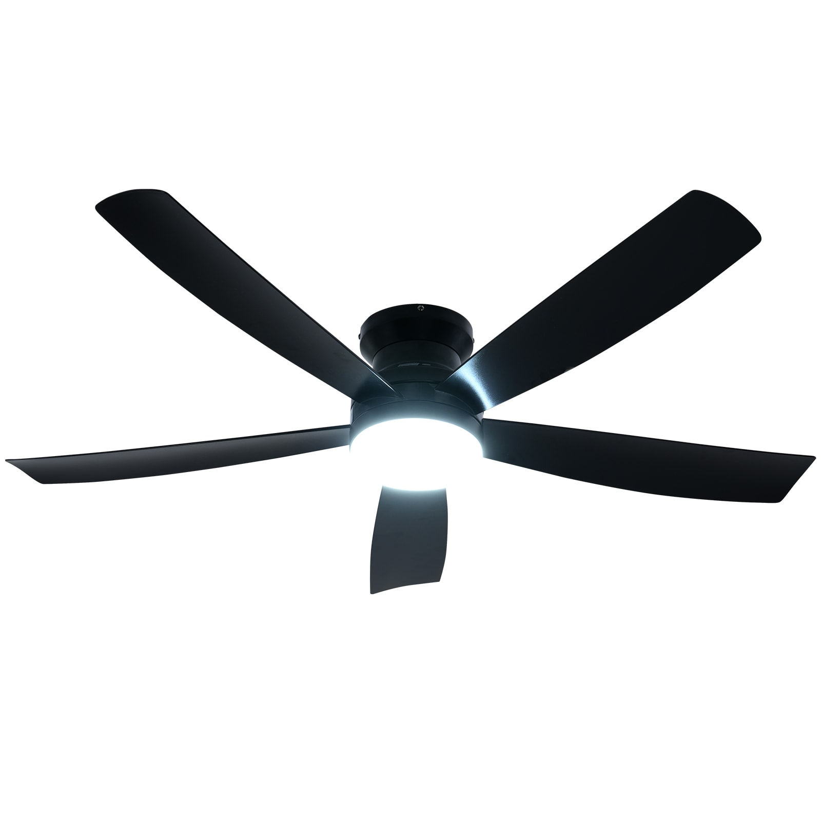 SUGIFT 52-in Black Ceiling Fan with 3CCT LED Lights Remote Control 6 Speeds Reversible Motor and 8.8-in Flush Mount