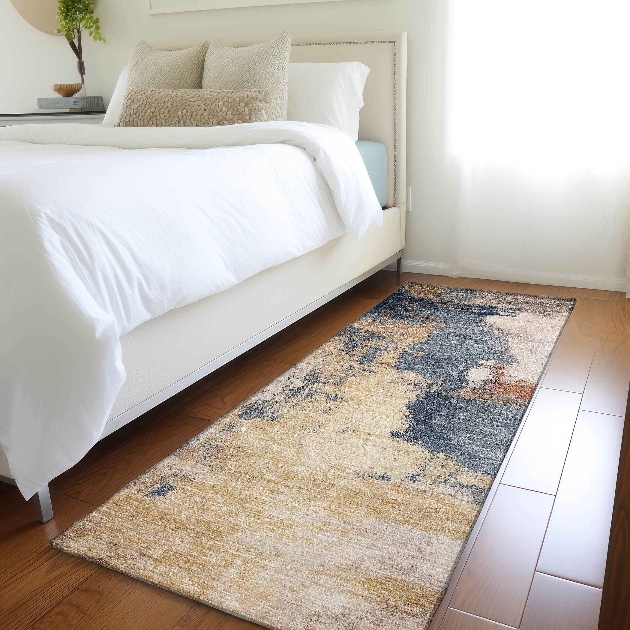 Addison Rugs ACN1068GO2X8 Chantille ACN1068GO 2 x 7 (ft) Polyester Gold Rectangular Indoor/Outdoor Geometric Machine washable Runner rug